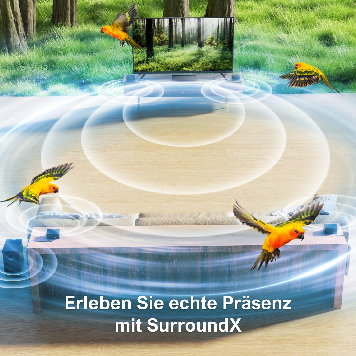 Ultimea Poseidon D70 Soundbar 7.1 Virtual Surround Sound (6,5'' kabelloser Subwoofer für TV, 410 W, 4 kabelgebundene Surround-Lautsprecher, App-Steuerung) – Bild 5 von 5