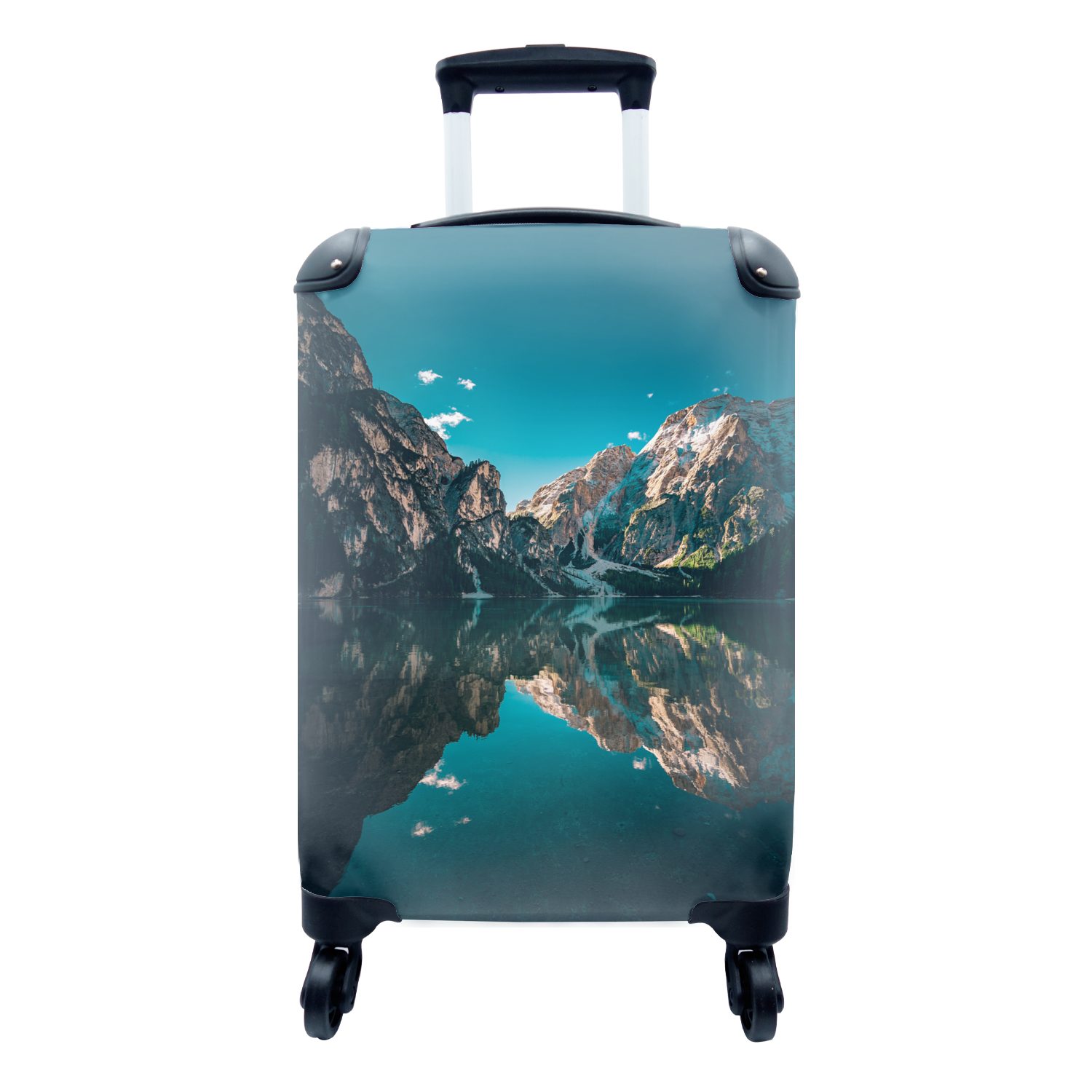 MuchoWow Handgepäckkoffer Dolomiten - Wasser - Berg, 4 Rollen, Reisetasche mit rollen, Handgepäck für Ferien, Trolley, Reisekoffer | Handgepäck-Koffer