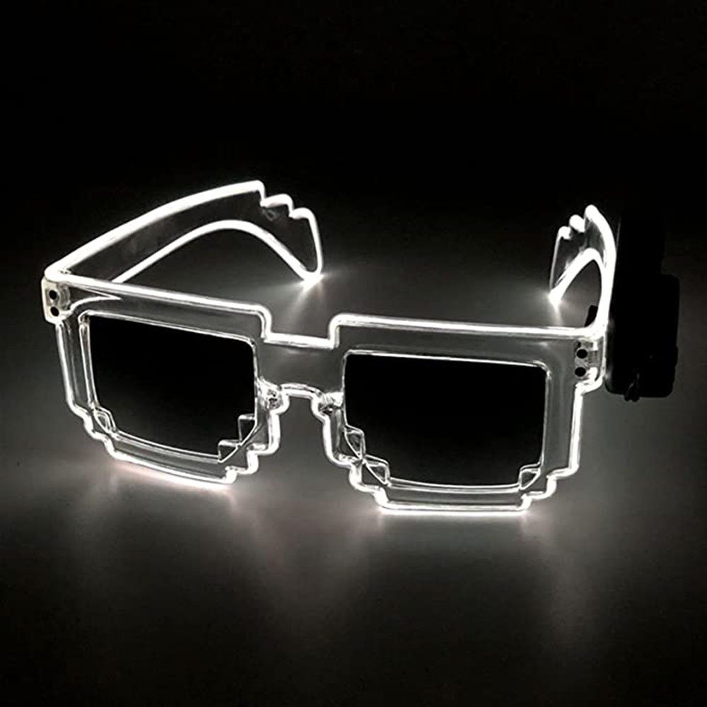 Leway Partyanzug »Halloween-Mosaikbrille LED-Sonnenbrille (weiß) Bar Disco  LED-Brille Nachtclub Leuchtmaske DJ fluoreszierende Flash-Bühnenatmosphäre  Requisiten«
