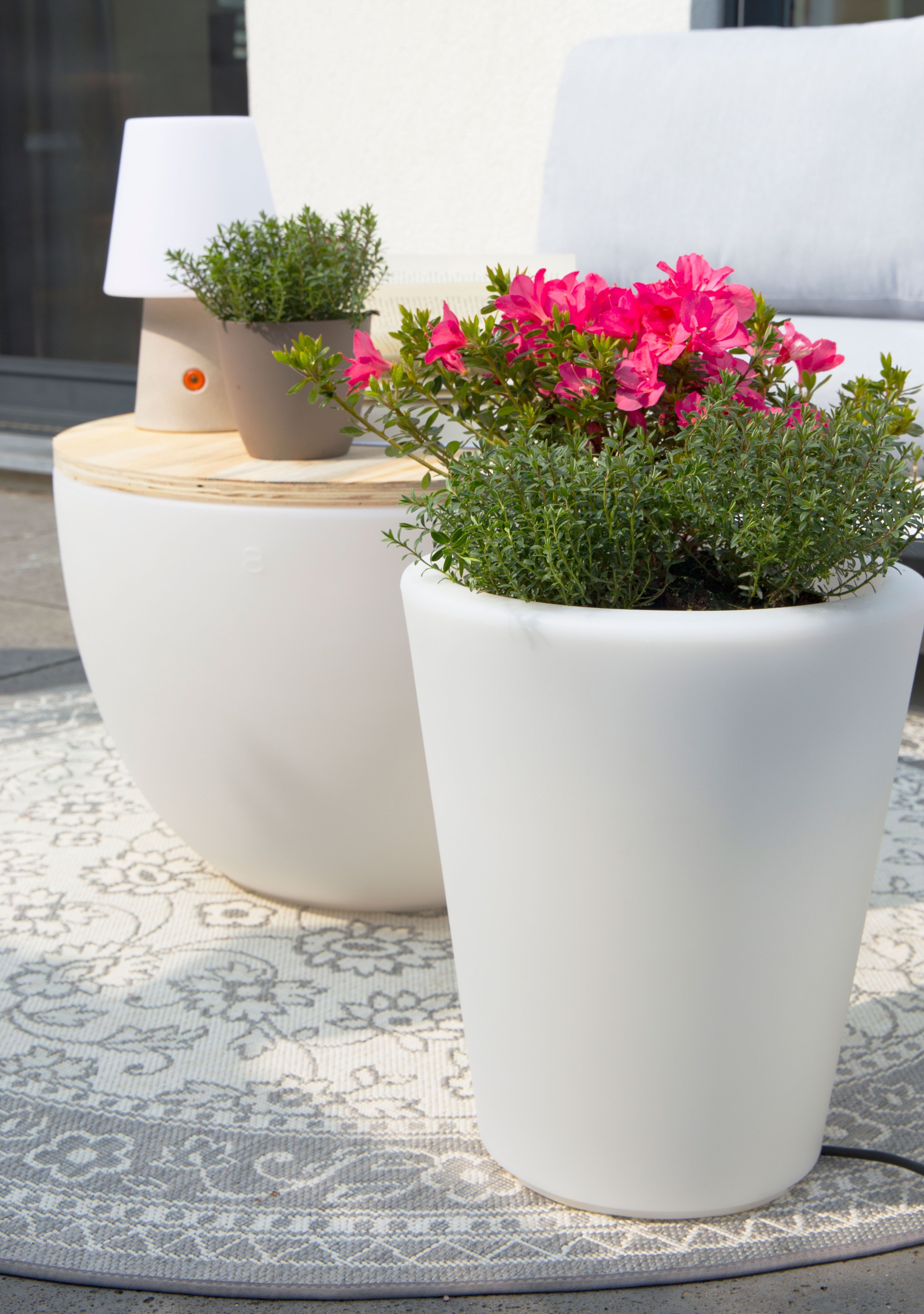 warmweiß, design Shining cm White weiß LED seasons und LED Pots, Gartenleuchte WW, LED wechselbar, 34 für In- Outdoor 8