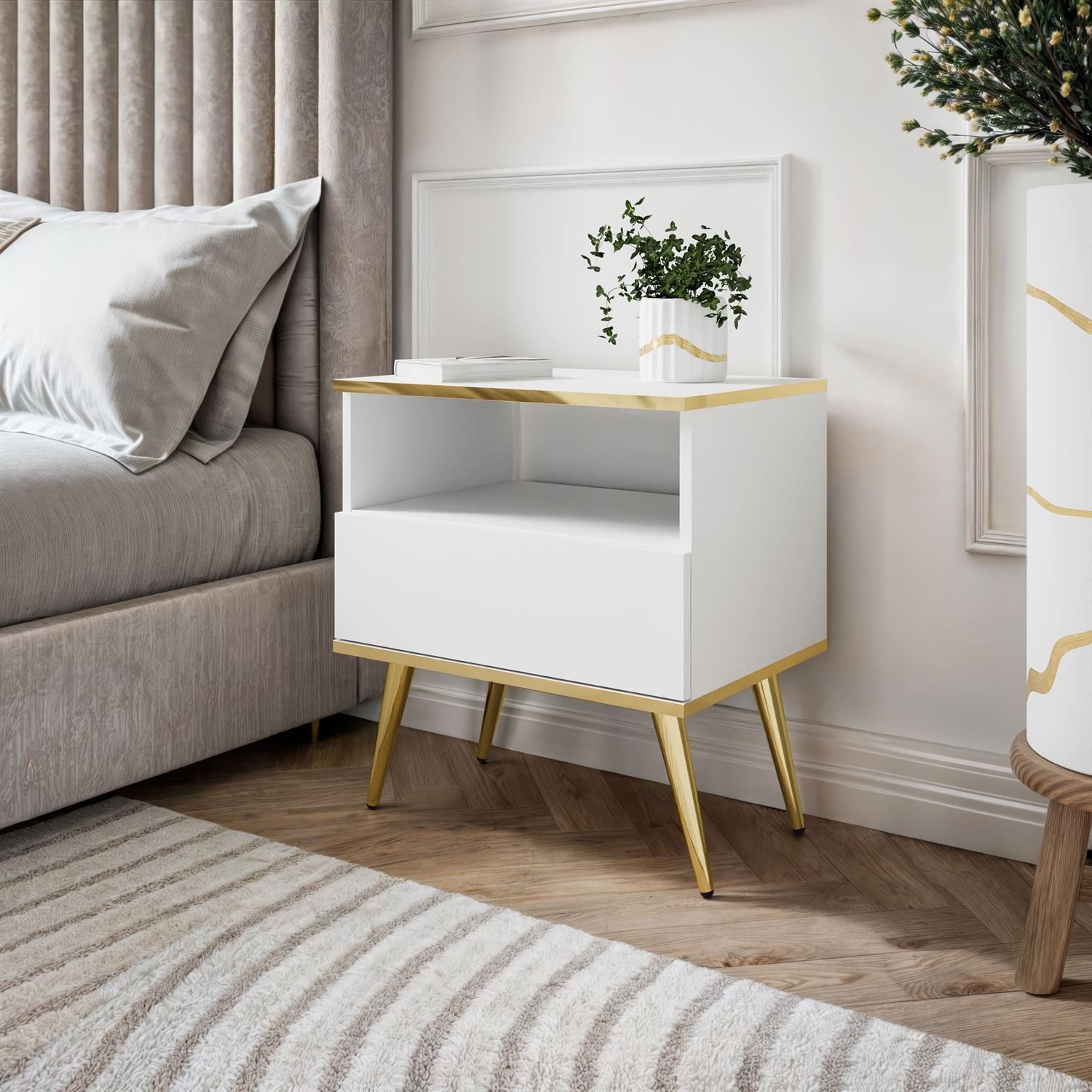 Lookway Nachttisch OXFORD auf goldenen Beinen günstig online kaufen