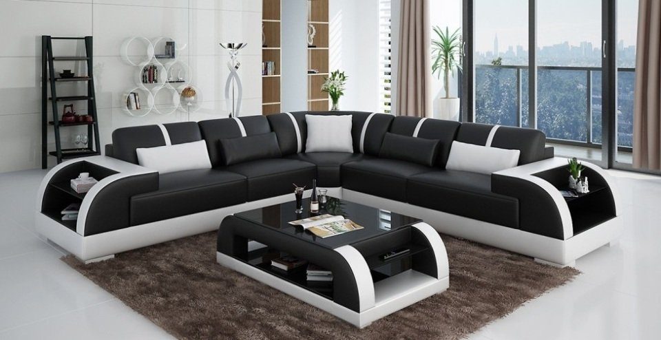 JVmoebel Ecksofa Design Eck Leder Sofa Couch Polster Wohnlandschaft L Form, Made in Europe | Ecksofas
