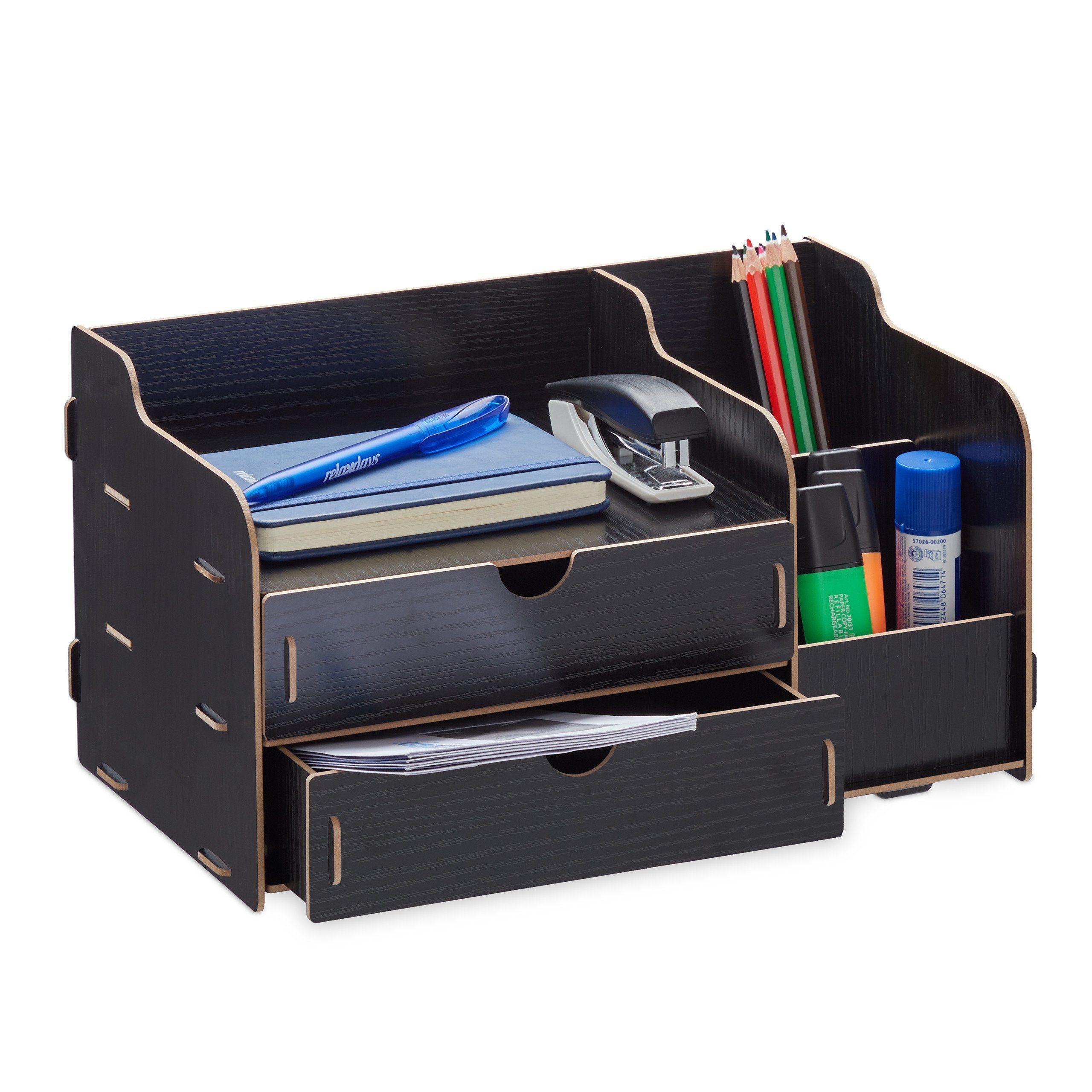 relaxdays Organizer Schreibtisch Organizer mit Schubladen, schwarz