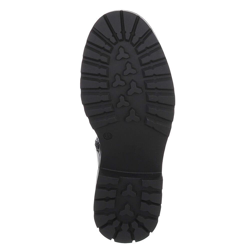 Ital-Design Kniehohe Damenstiefel aus hochwertigem Material für Herbst Plateaustiefel (90418014) Blockabsatz Stiefel in Schwarz