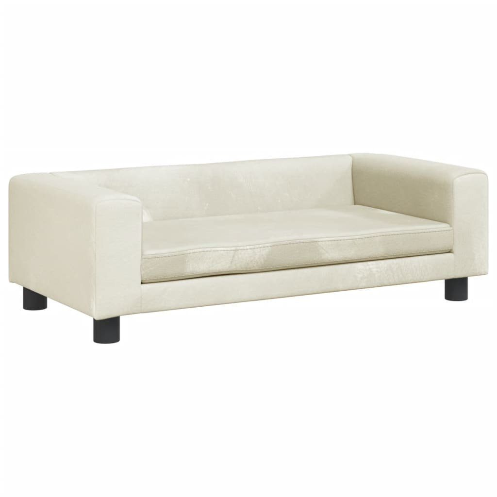 vidaXL Kindersofa NA Kindersofa mit Hocker Creme 100x50x30 cm Samt Kindercouch Kindermöb