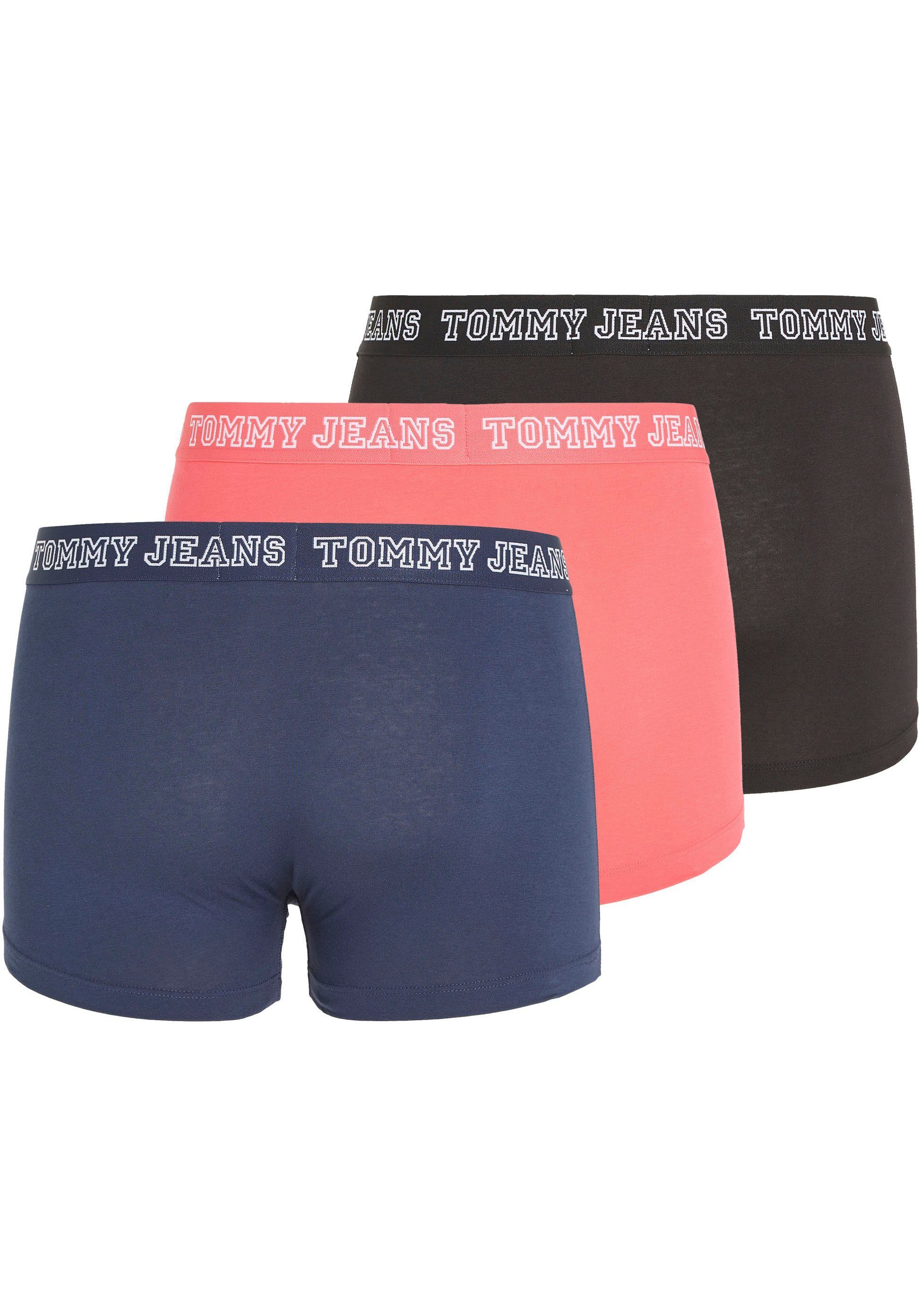 TRUNK Hilfiger 3er-Pack) Tommy Jeans mit Twilight/Laser-Pink/Black Tommy Underwear 3P DTM 3-St., Trunk (Packung, Logo-Elastikbund