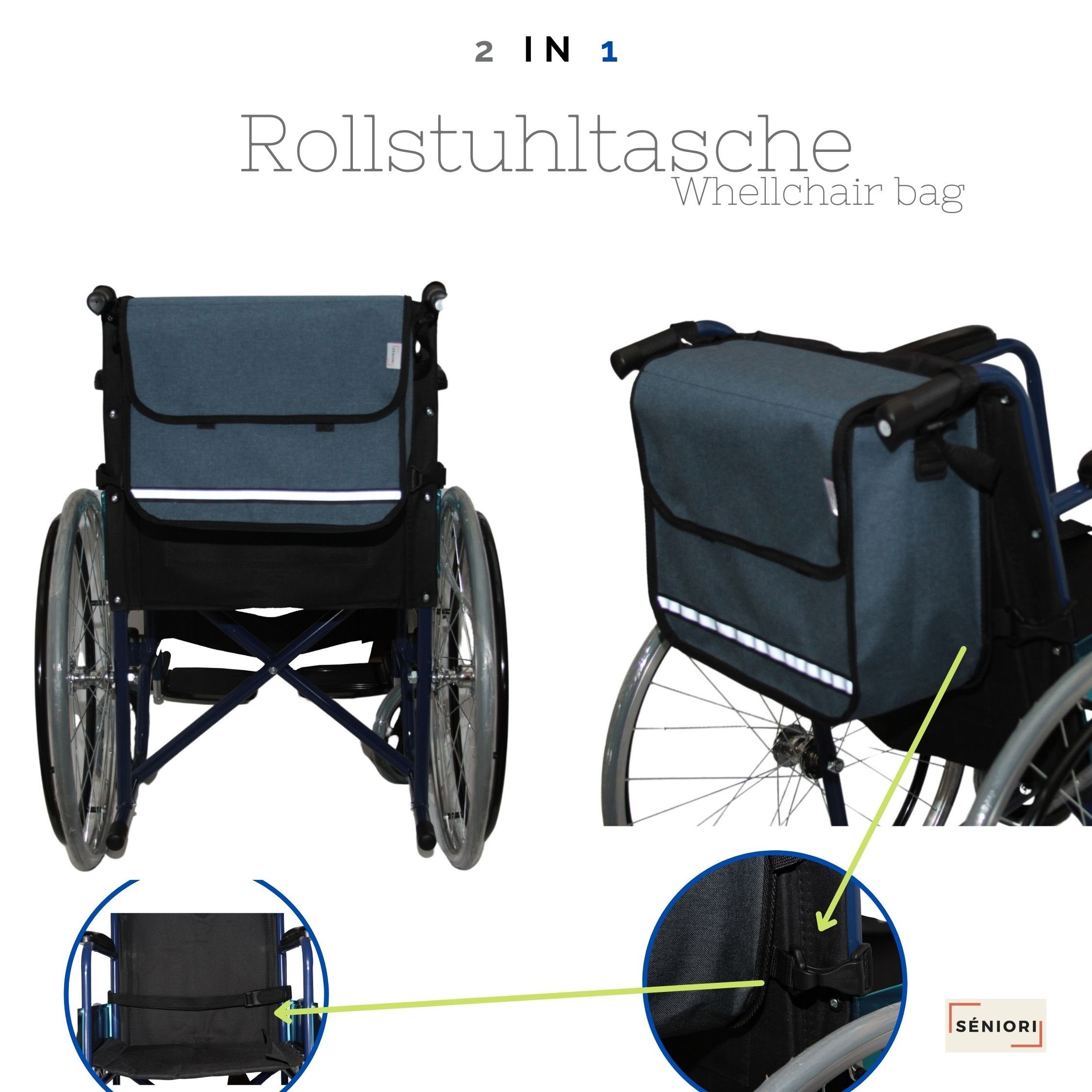 Seniori Aufbewahrungstasche SENIORI Rollator / Rollstuhl Tasche Rollatortasche Rollstuhltasche, 5F. Blau - Flex – Bild 3 von 5
