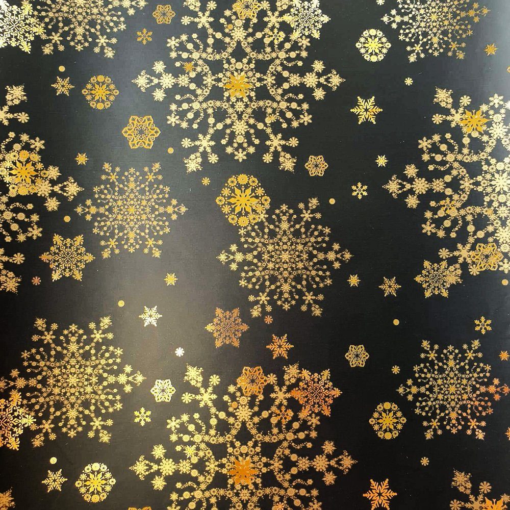 gold Muster 70cm Schneeflocken Rolle 2m schwarz Star Geschenkpapier, / x Geschenkpapier