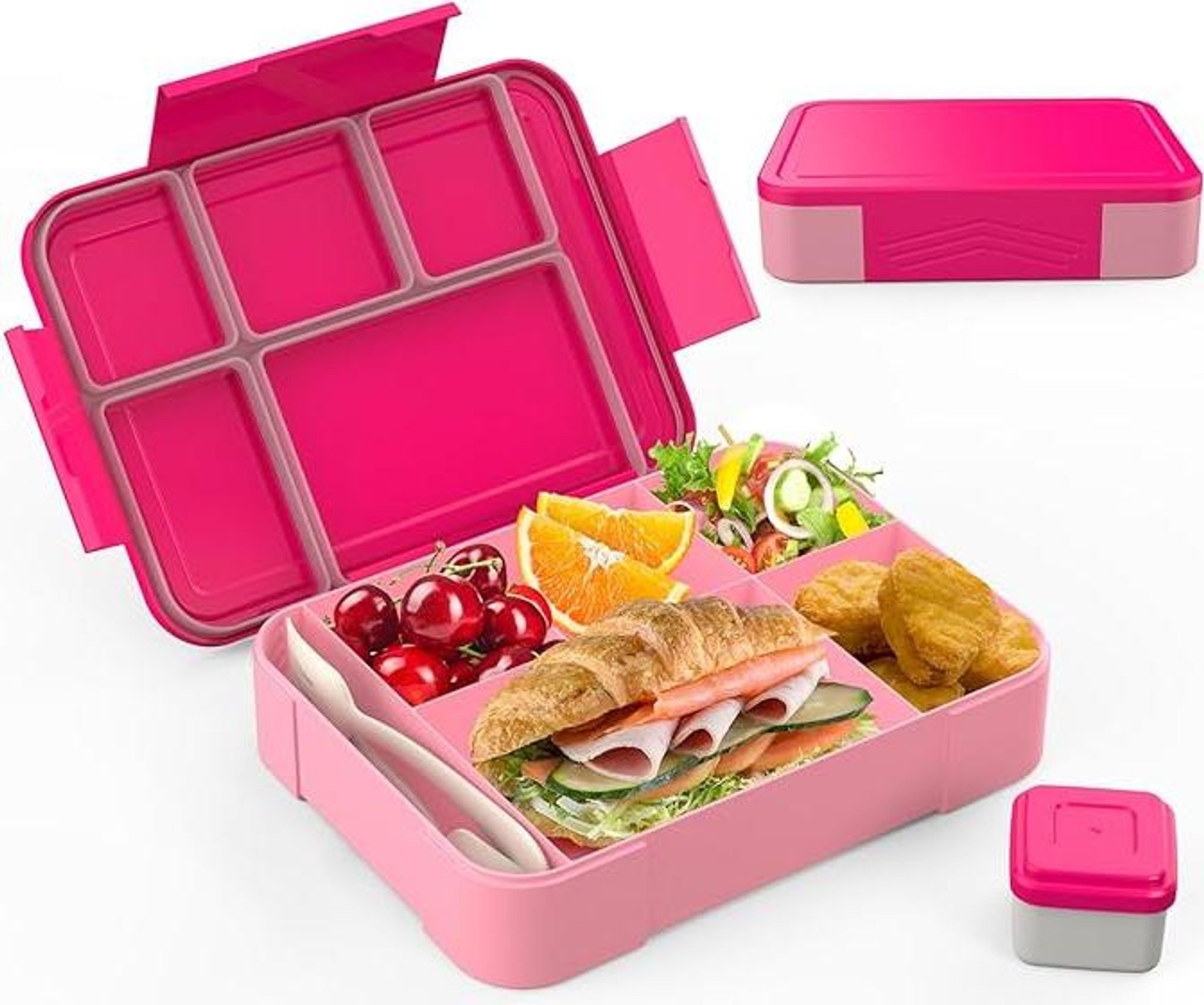 FELIXLEO Lunchbox Brotdose Kinder auslaufsicher mit Fächern Rosa, (1-tlg)