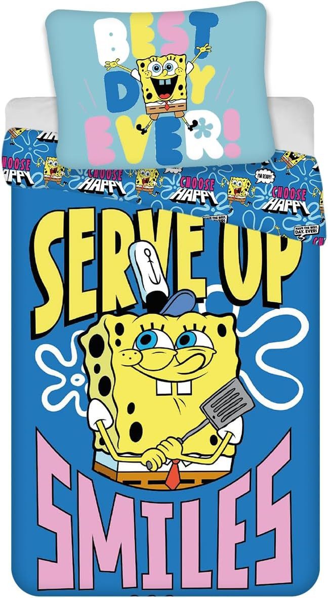 BrandMac Kinderbettwäsche Spongebob Squarepants Schwammkopf Kinderbettwäsche