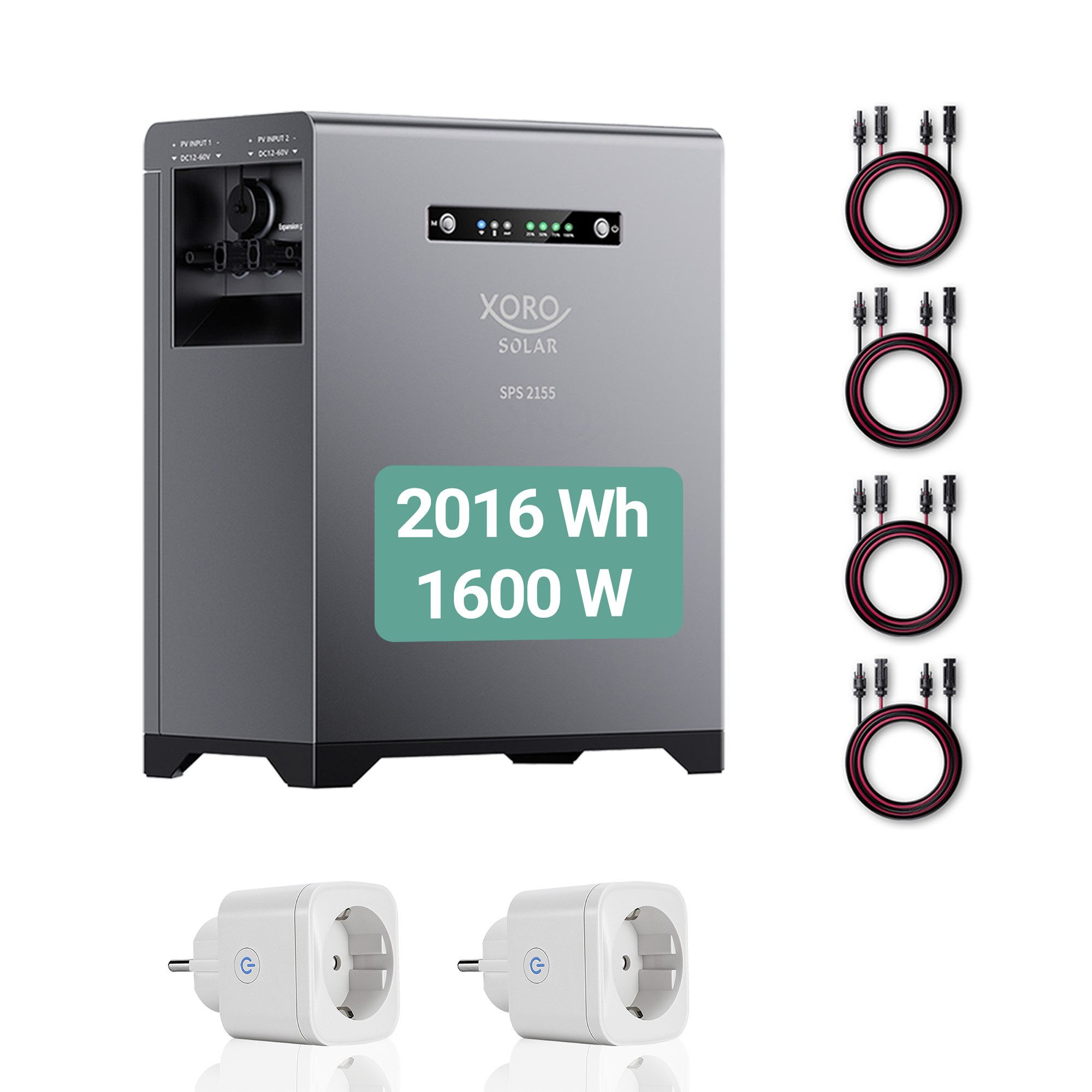 Xoro SPS 2155 mit 2x SPP16A2 Smart Plug Stromspeicher 2016000 mAh (1 St), Plug & Play Installation