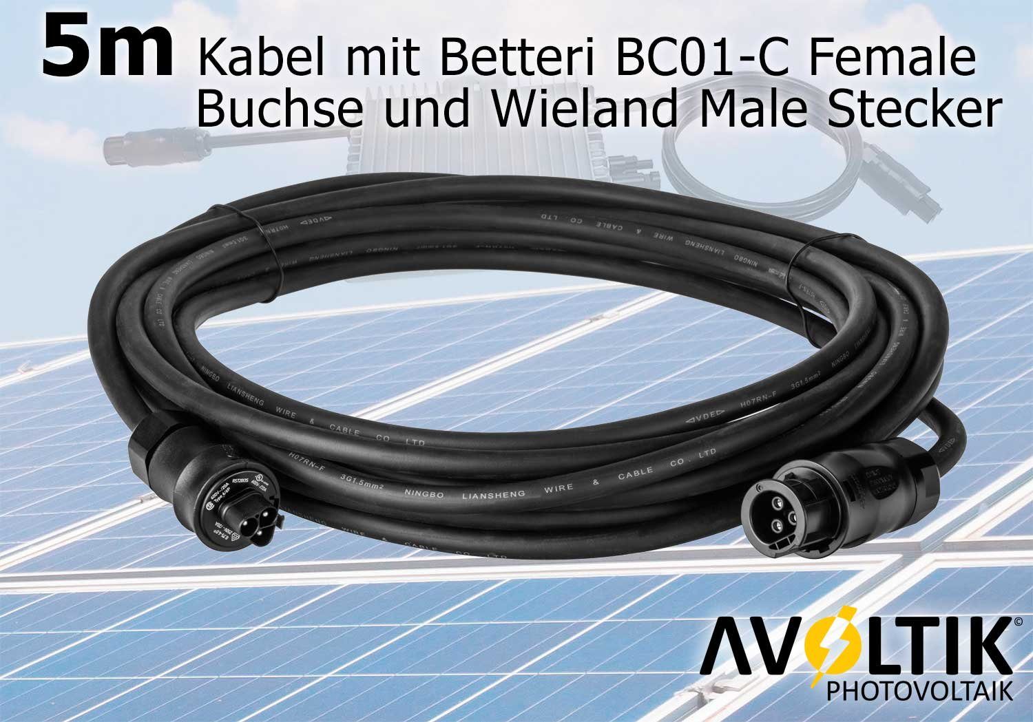 avoltik Wechselrichter Solarkabel 5M 10M Betteri BC01 auf Wieland Stecker Solar Kabel PV, (Solarkabel 5M 10M Betteri BC01 auf Wieland Stecker Solar Kabel PV, Solarkabel 5M 10M Betteri BC01 auf Wieland Stecker Solar Kabel PV), Solarkabel 5M 10M Betteri BC01 auf Wieland Stecker Solar Kabel PV