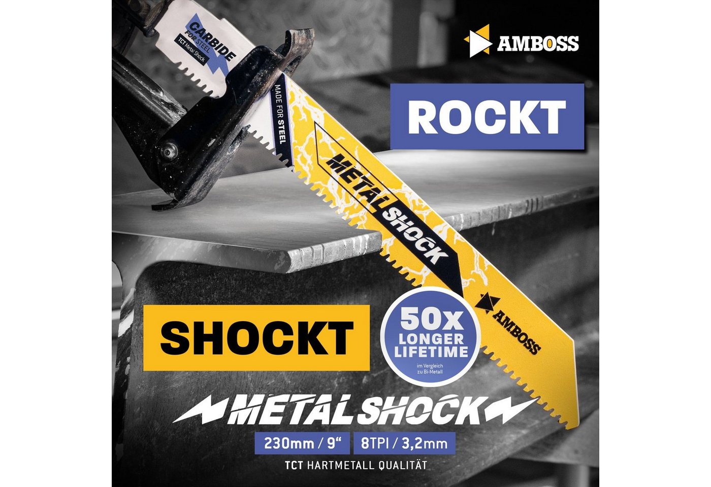 Thumbnail - Amboss Werkzeuge Säbelsägeblatt 1x Amboss Metal Shock Säbelsägeblatt Länge 230 mm