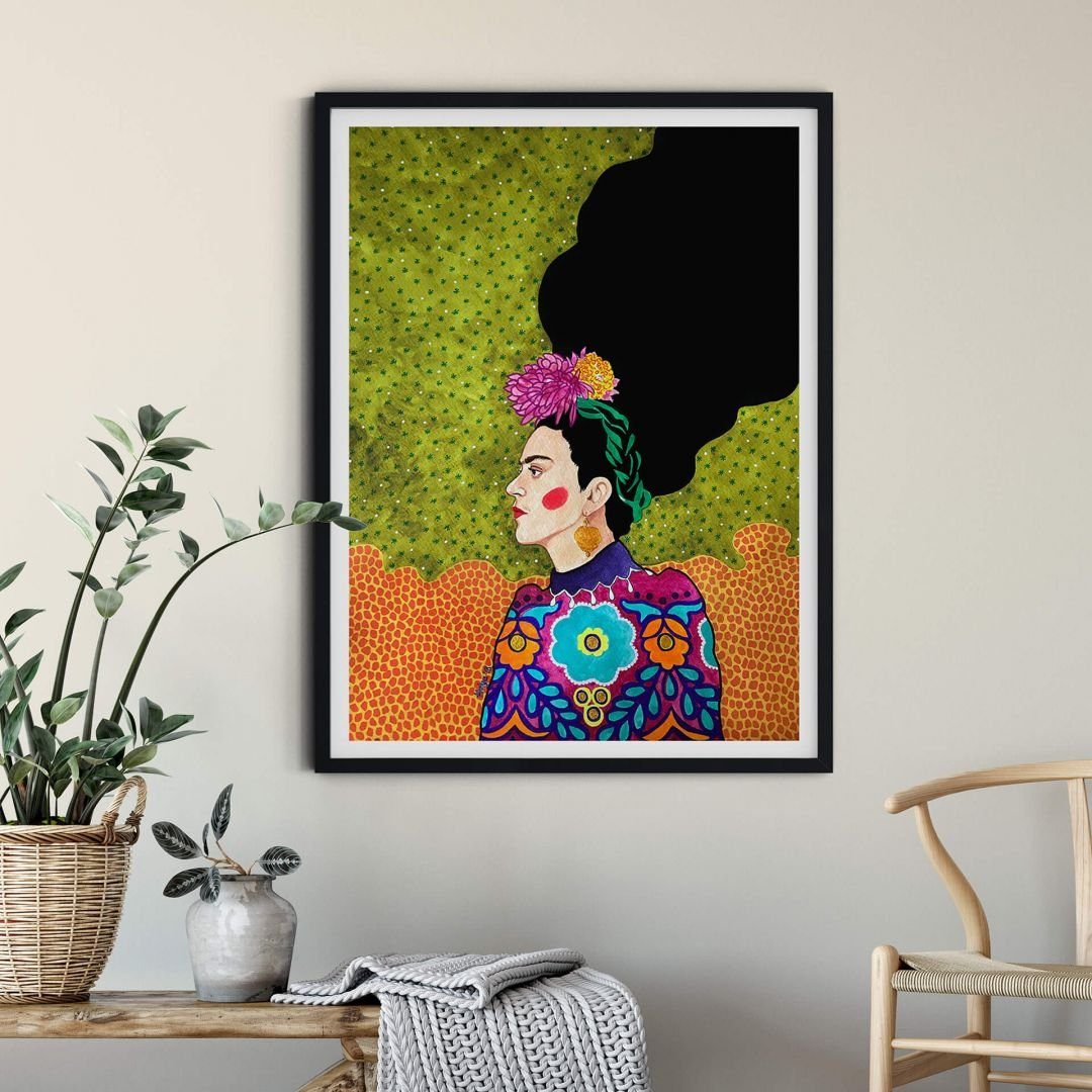 K&L Wall Art Poster Poster kraftvolles Frau Sommer Frida modern Portrait Hülya Wandbild Kahlo, Wohnzimmer