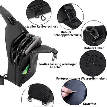 GelldG Umhängetasche Anti-Diebstahl Sling Bag wasserdicht Tasche mit USB-Ladeanschluss