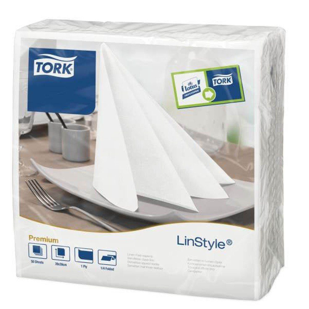 TORK Papierserviette 50 Servietten 1-lagig weiß 1/4-Falz, 1-lagig