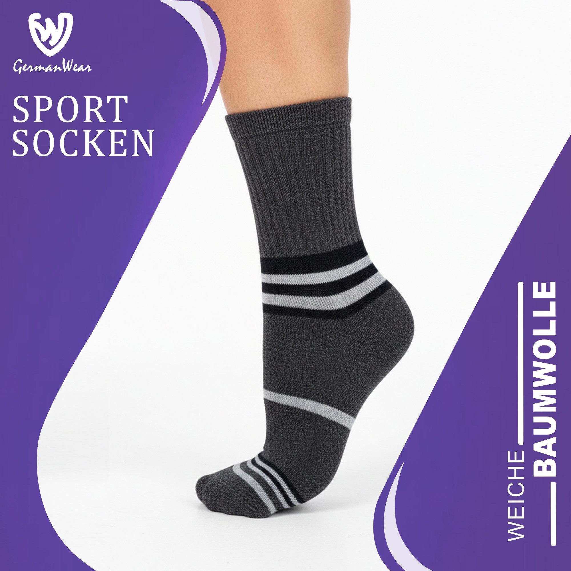 German Wear Sportsocken GW280 3er Pack (3er-Pack) Sportsocken – leichte Baumwollsocken