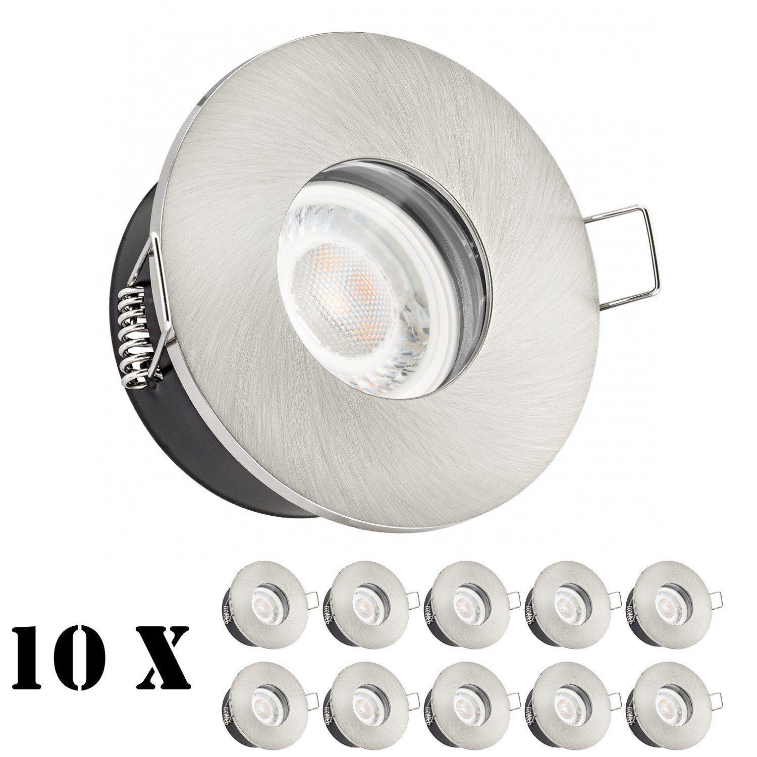 Verkaufshit LEDANDO LED silber flach Set 10er Einbaustrahler edelstahl / geb in Einbaustrahler LED IP65 extra