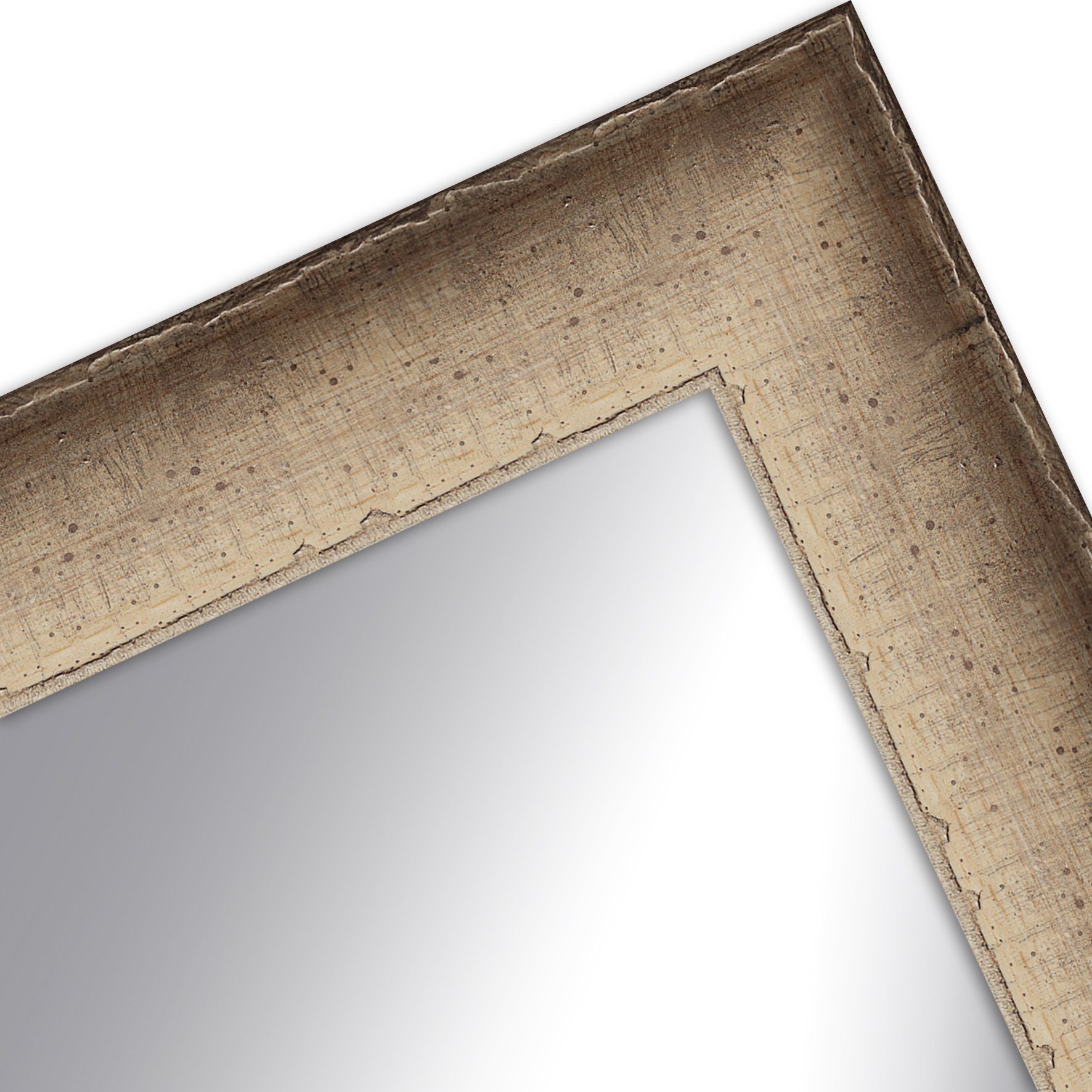 WANDStyle Wandspiegel H620, Elfenbein-Optik, aus Massivholz im Antik Stil