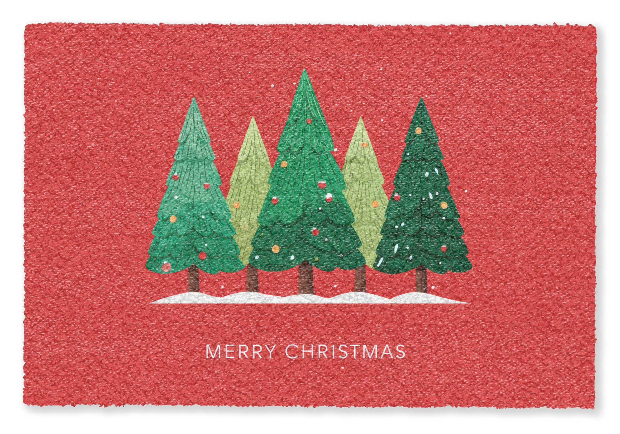 MuchoWow Fußmatte Minimalistisch - Weihnachtsbäume - Rot - Schnee, Rechteckig, innen Schmutzfangmatte, Tür, Schmutzfänger Flur, Teppich, 60x40 cm