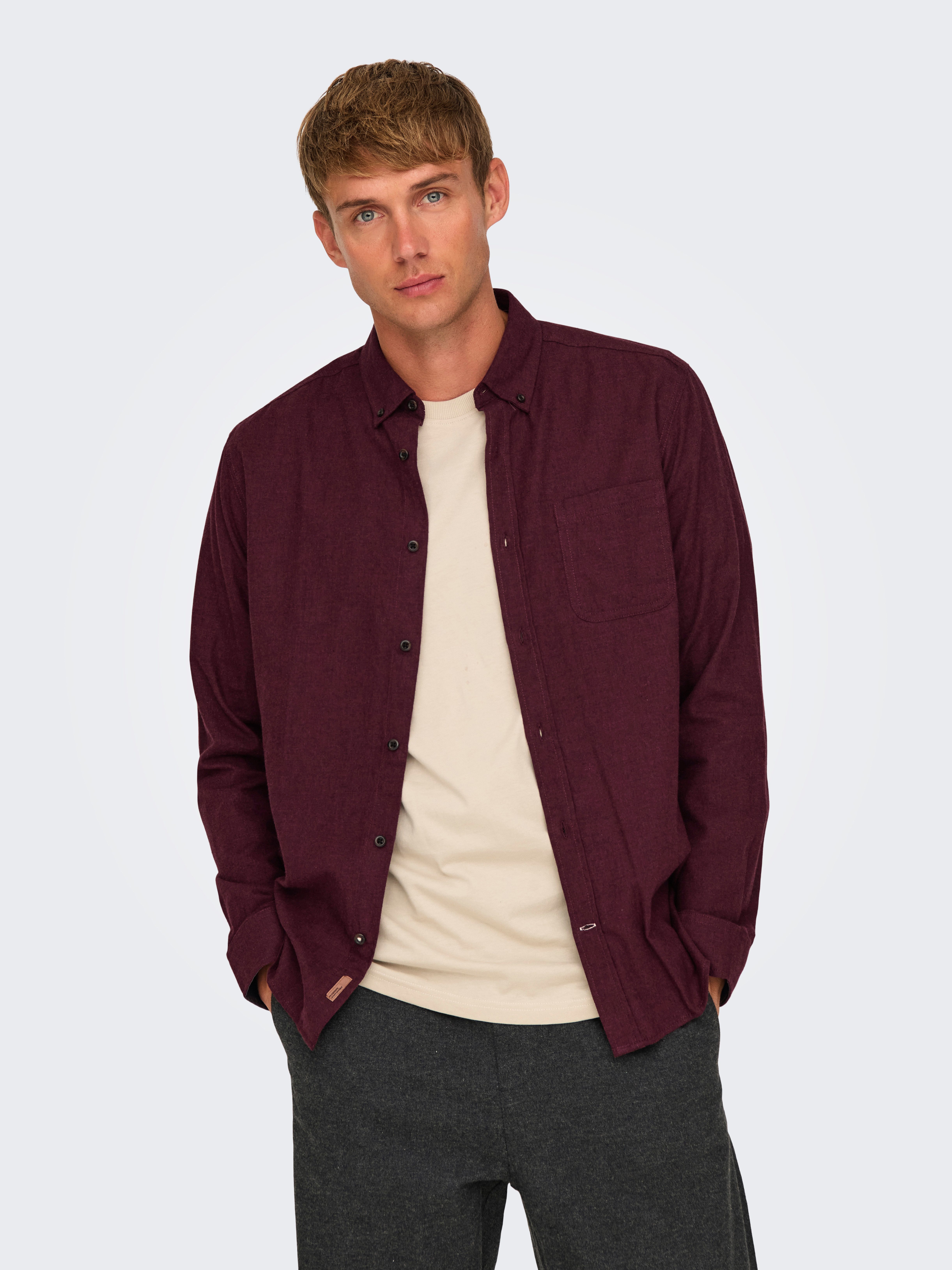 ONLY & SONS Langarmhemd ONSROAD LIFE REG MELANGE LS SHIRT NOOS günstig online kaufen