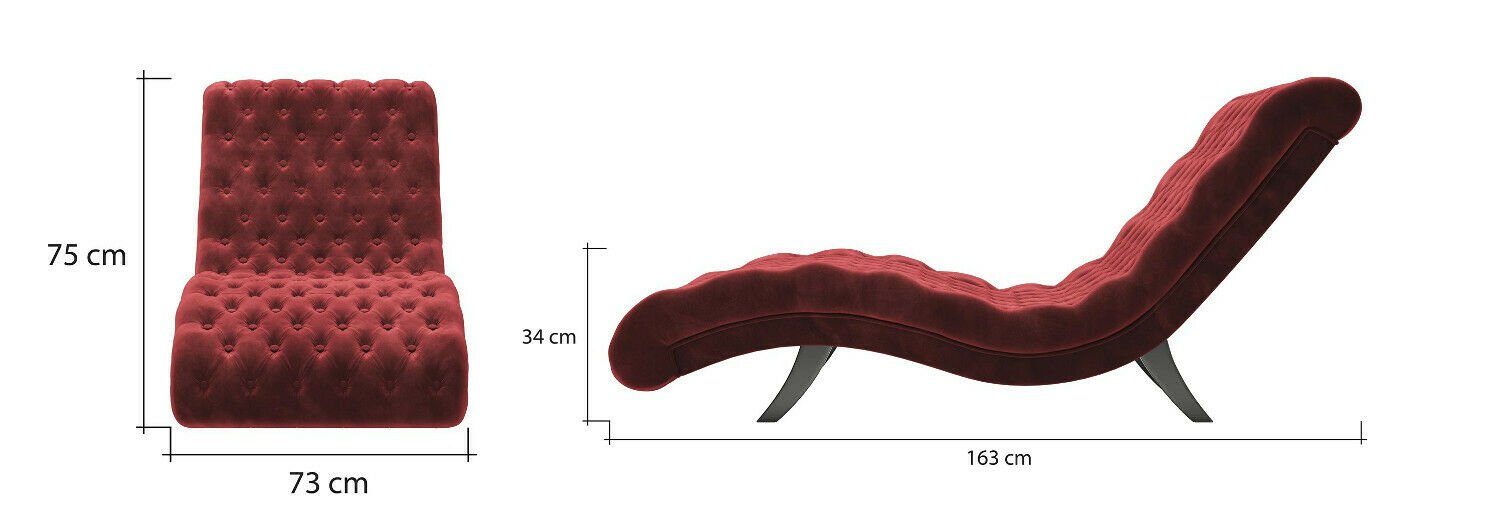 JVmoebel Chaiselongue Chesterfield Relaxliege aus Holz und Metall in elegantem Design, Made in Europa