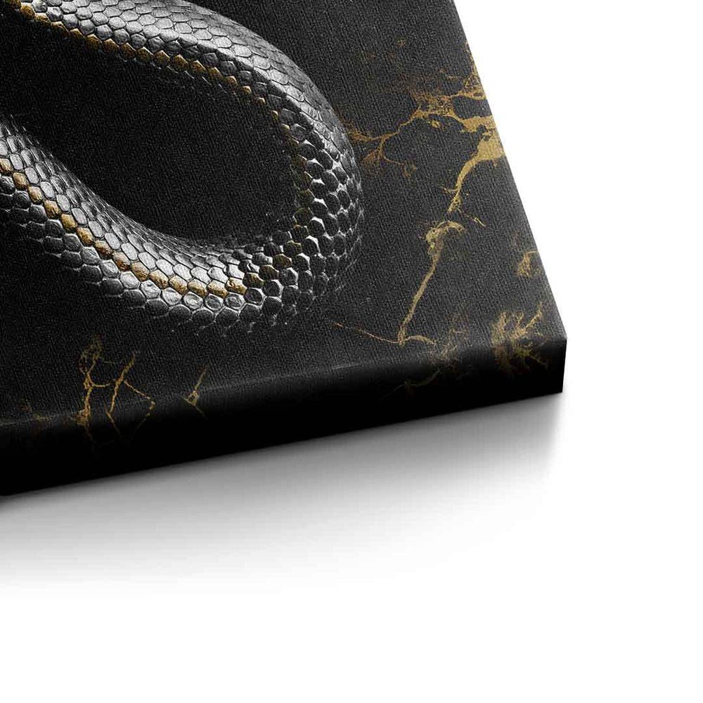 Schlange DOTCOMCANVAS® mit snake luxury Rahmen gold Leinwandbild Gucci edel Leinwandbild, schwarzer schwarz elegant