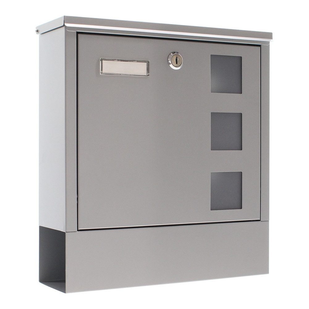 Profirst Wandbriefkasten Mail PM 820 Briefkasten (Farbe: Silber, Material: Stahl)