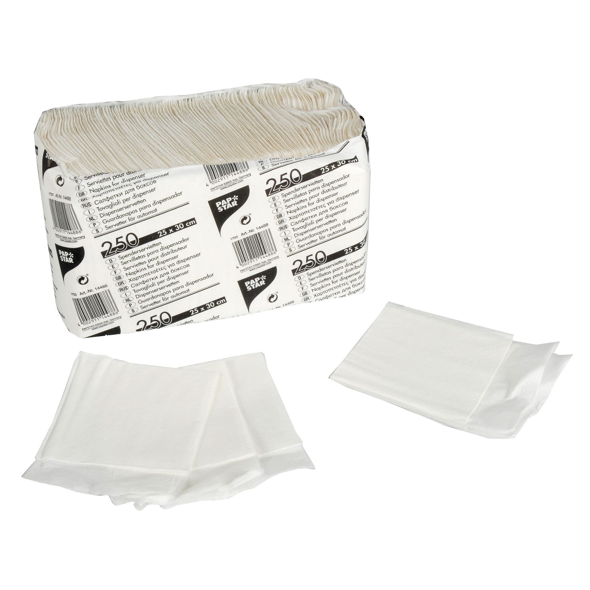 PAPSTAR Papierserviette, Spenderservietten 25x30cm Papier 1-lagig 250 Stück Weiß
