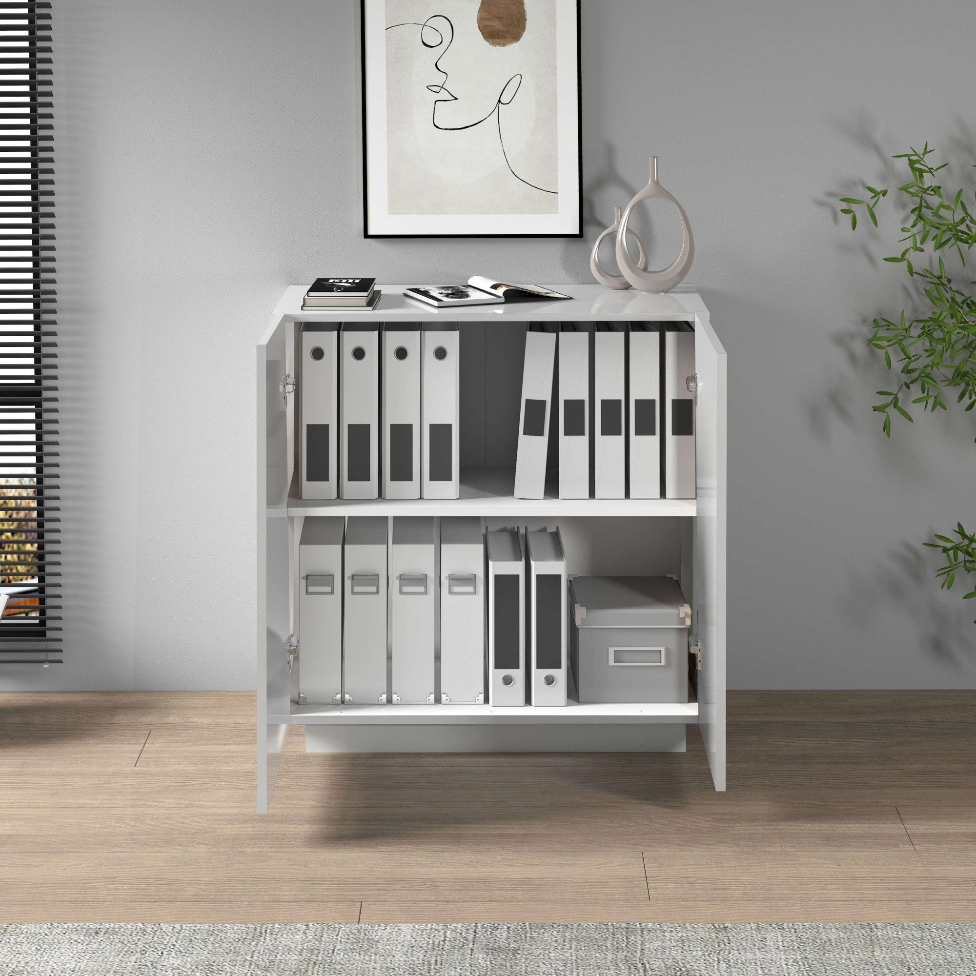 Home affaire Aktenschrank Vega, Mehrzweckschrank, Büroschrank, mit 2 Türen & verstellbaren Einlegeböden, Höhe 86 oder 166 cm, Made in Italy – Bild 5 von 5