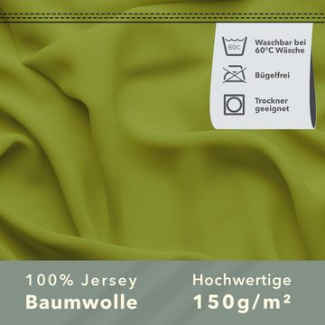Spannbettlaken Classic, viele Größen, 100% Baumwolle, made in GREEN / EU, STUDIO, Jersey Baumwolle, Gummizug: rundum, 90x200-100x200 cm Bettlaken Spannbetttuch bis 25 cm Höhe - grün