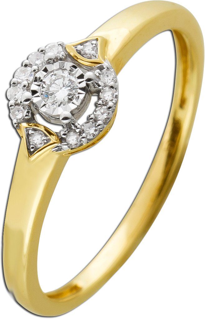 Krappengefasst Ring W/SI Ch.Abramowicz (1-tlg) 0,10ct 585 Goldring 13Brillanten Gelbgold 20