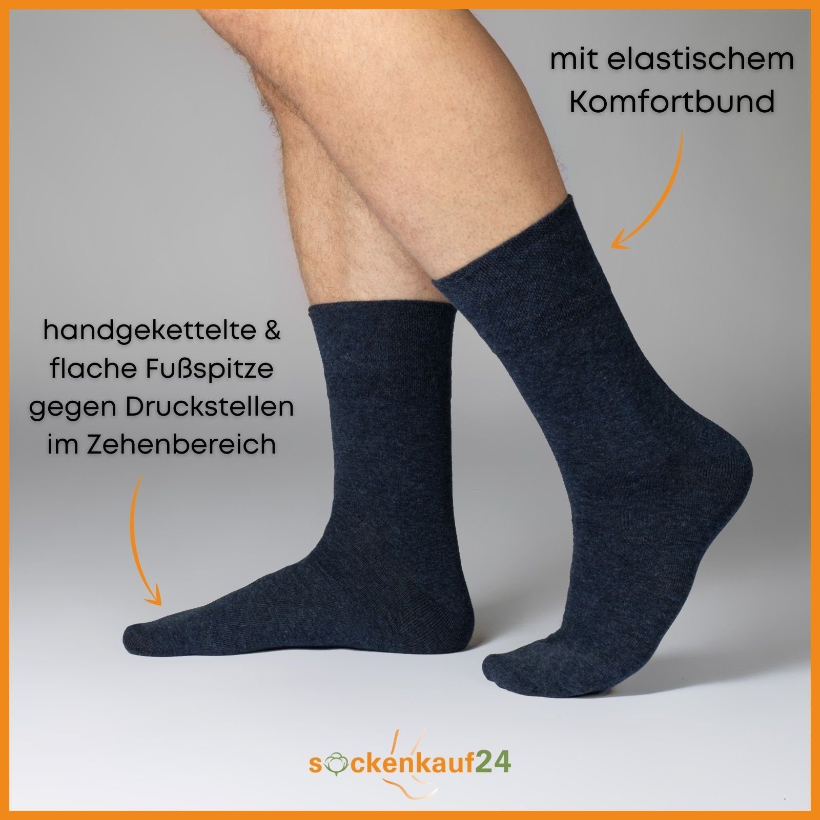 Paar Gesundheitssocken 6 Gummibund Herren & Jeans Diabetiker WP Damen geeignet ohne und ohne sockenkauf24 Socken Naht