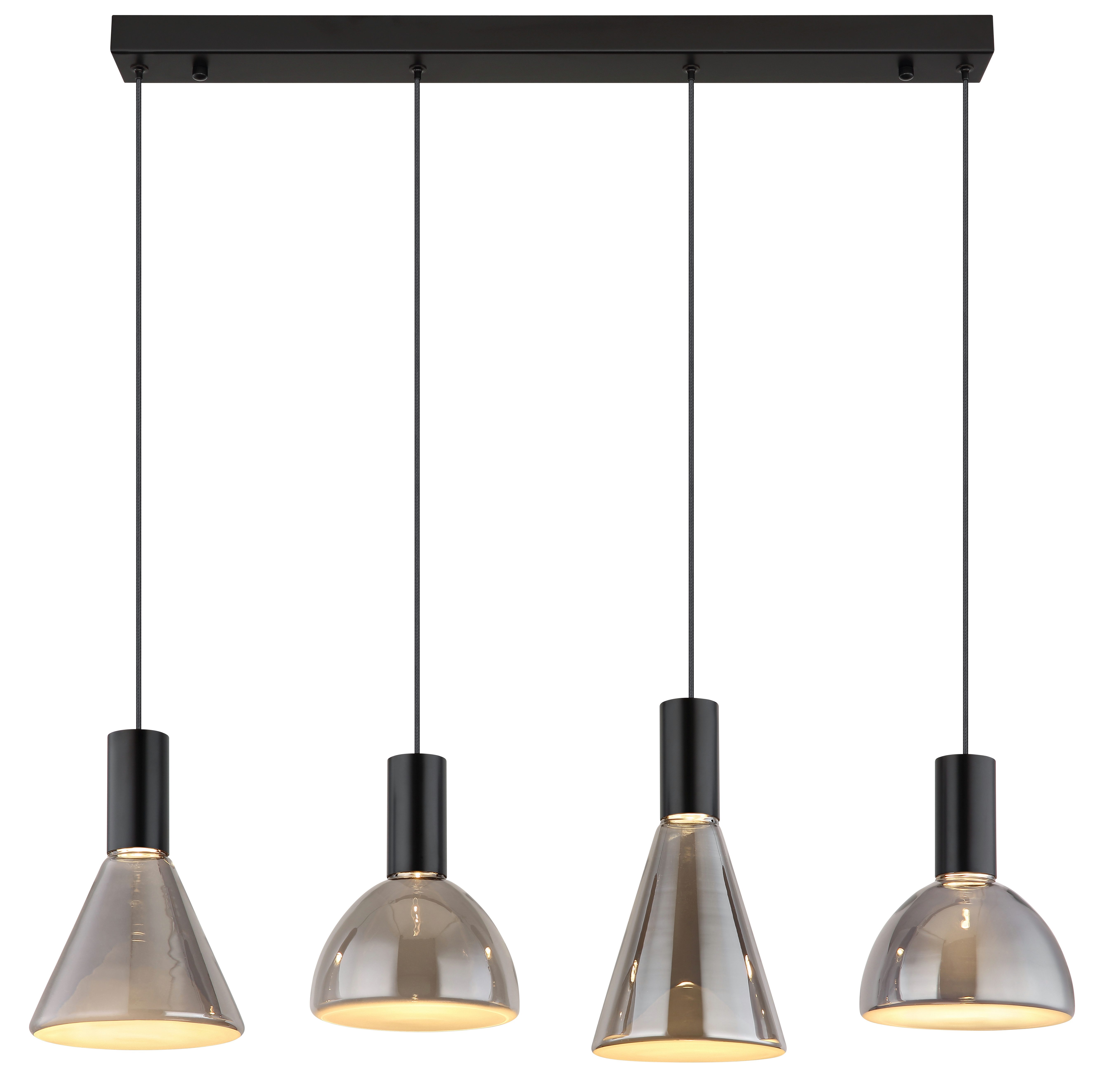 GLOBO LIGHTING Hängeleuchte LABORA, LED fest integriert, Warmweiß, LED Hängeleuchte schwarz matt mit rauchfarbenem Glas, dimmbar