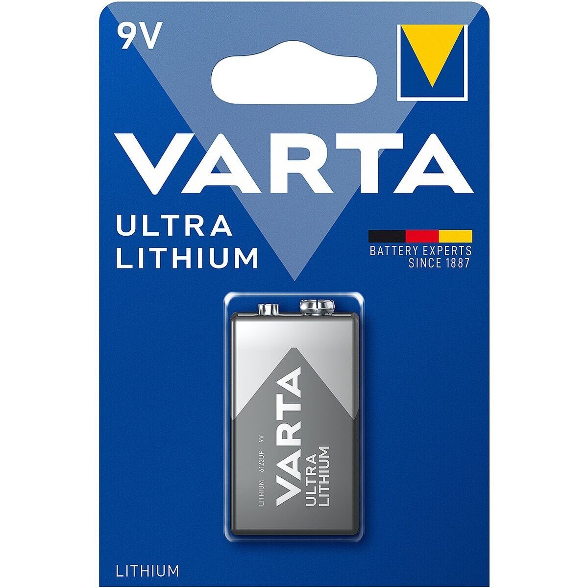 VARTA ULTRA LITHIUM Batterie, (9 V, 1 St), E-Block / 6LR61, 9 V, Lithium Primär