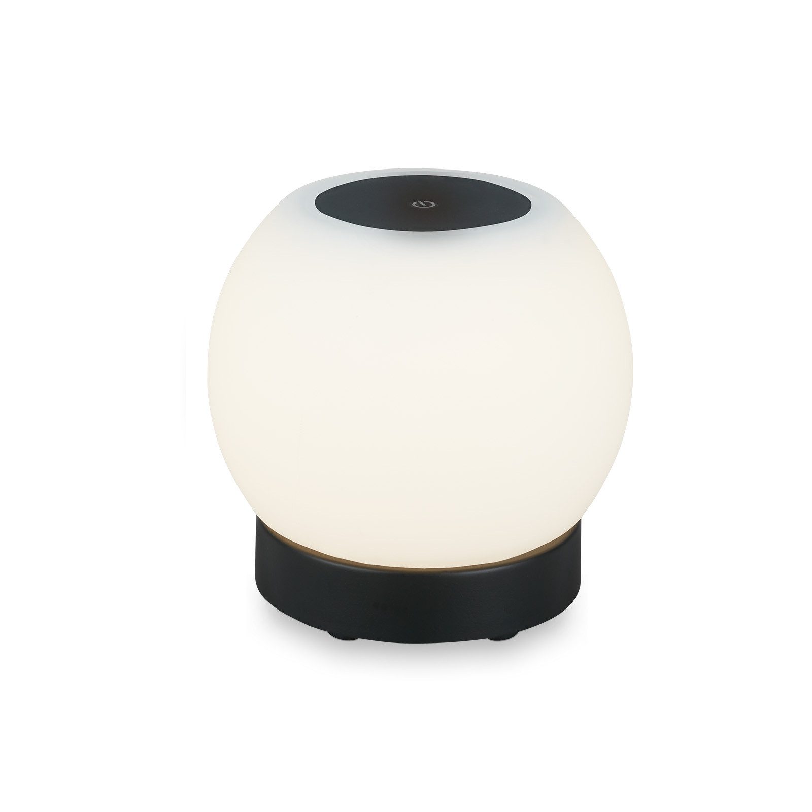 Briloner Leuchten LED Tischleuchte LED Tischleuchte Glas kabellos Dekolicht 3 Stufen Dimmfunktion, IP44 Balkon Campingleuchte, inkl. 2m USB Kabel,schwarz,24,5x12,5cm