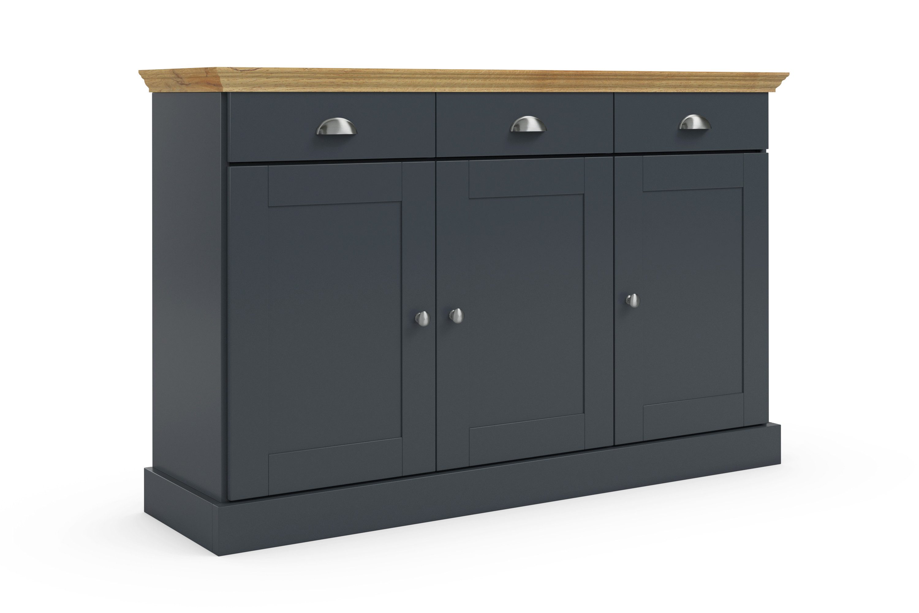 OTTO home Sideboard Motala, Kommode, 3 Schubladen und 2 verstellbare Einlegeböden, Breite 125 cm