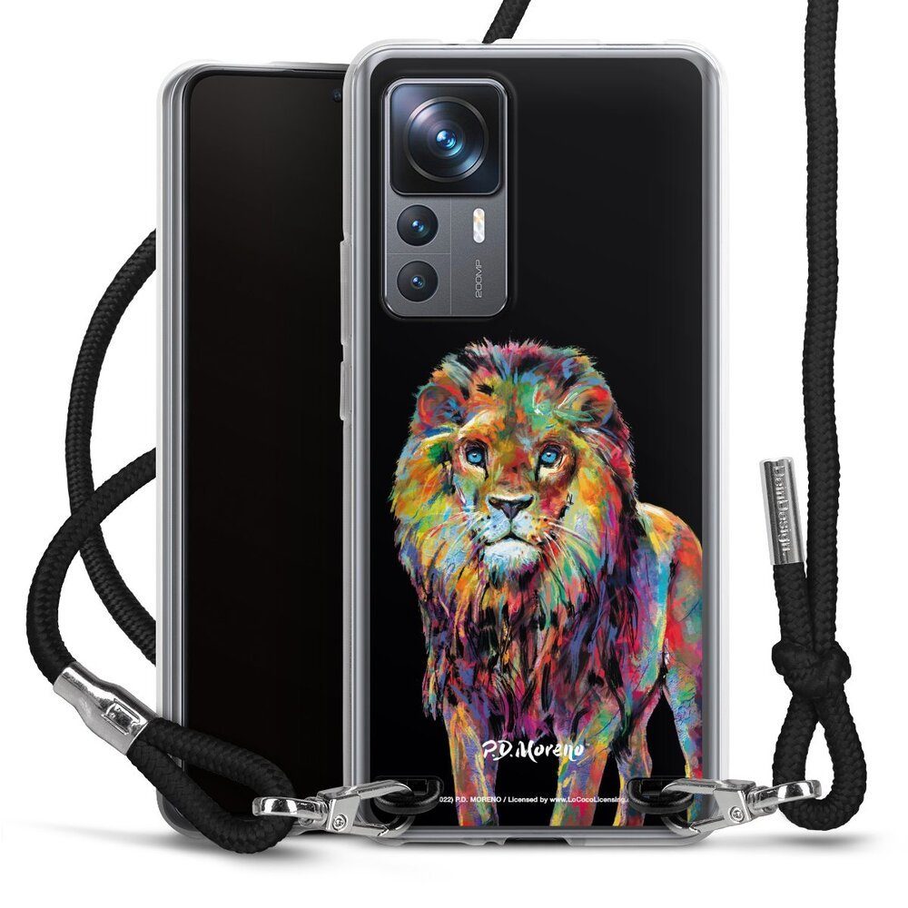 DeinDesign Handyhülle Löwe Tiere Design Lion Colorful Art By P.D. Moreno, Xiaomi 12T 5G Handykette Hülle mit Band Case zum Umhängen