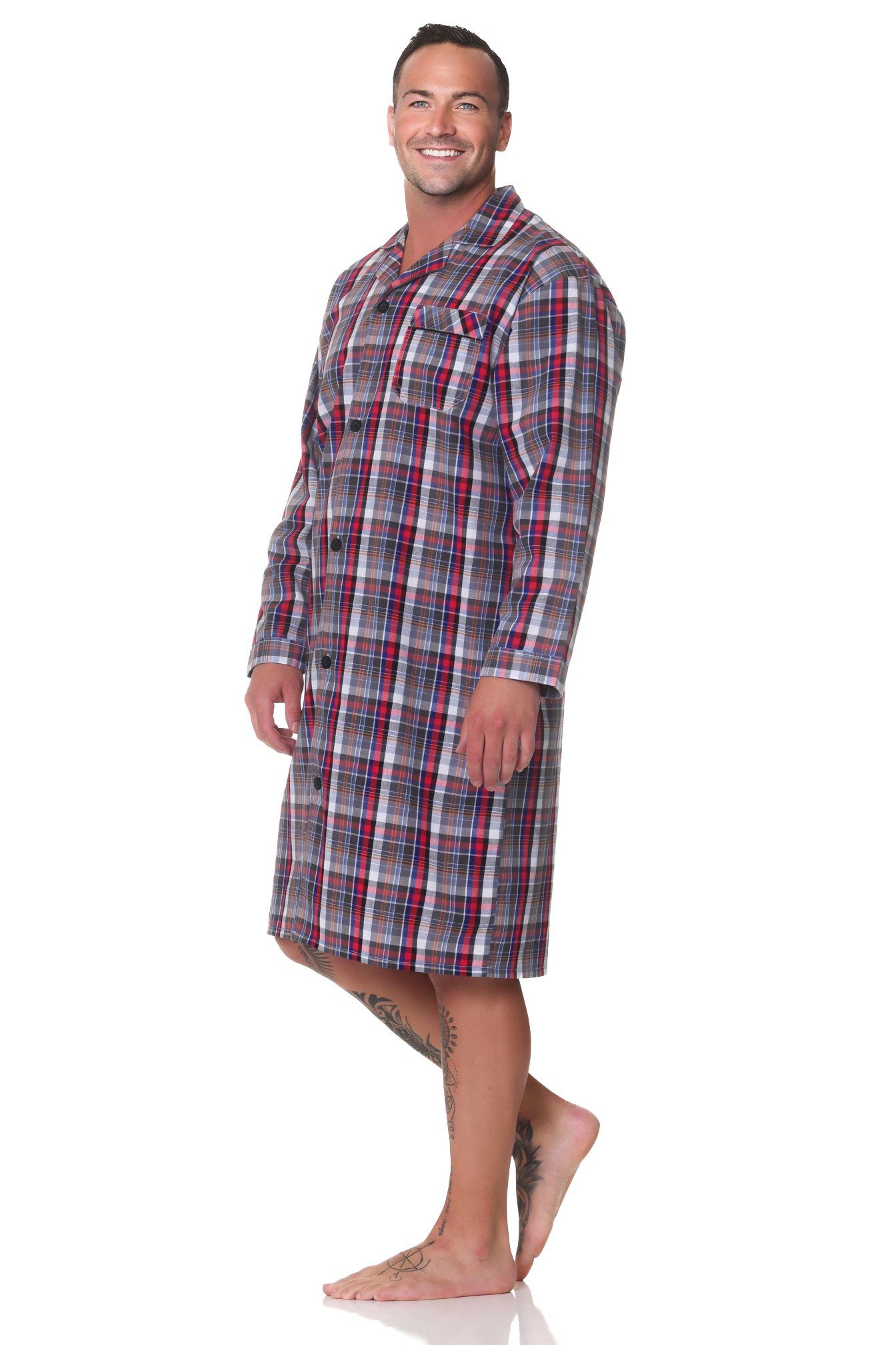 Normann Pyjama Normann Herren langarm Nachthemd gewebt - auch in Übergröße günstig online kaufen