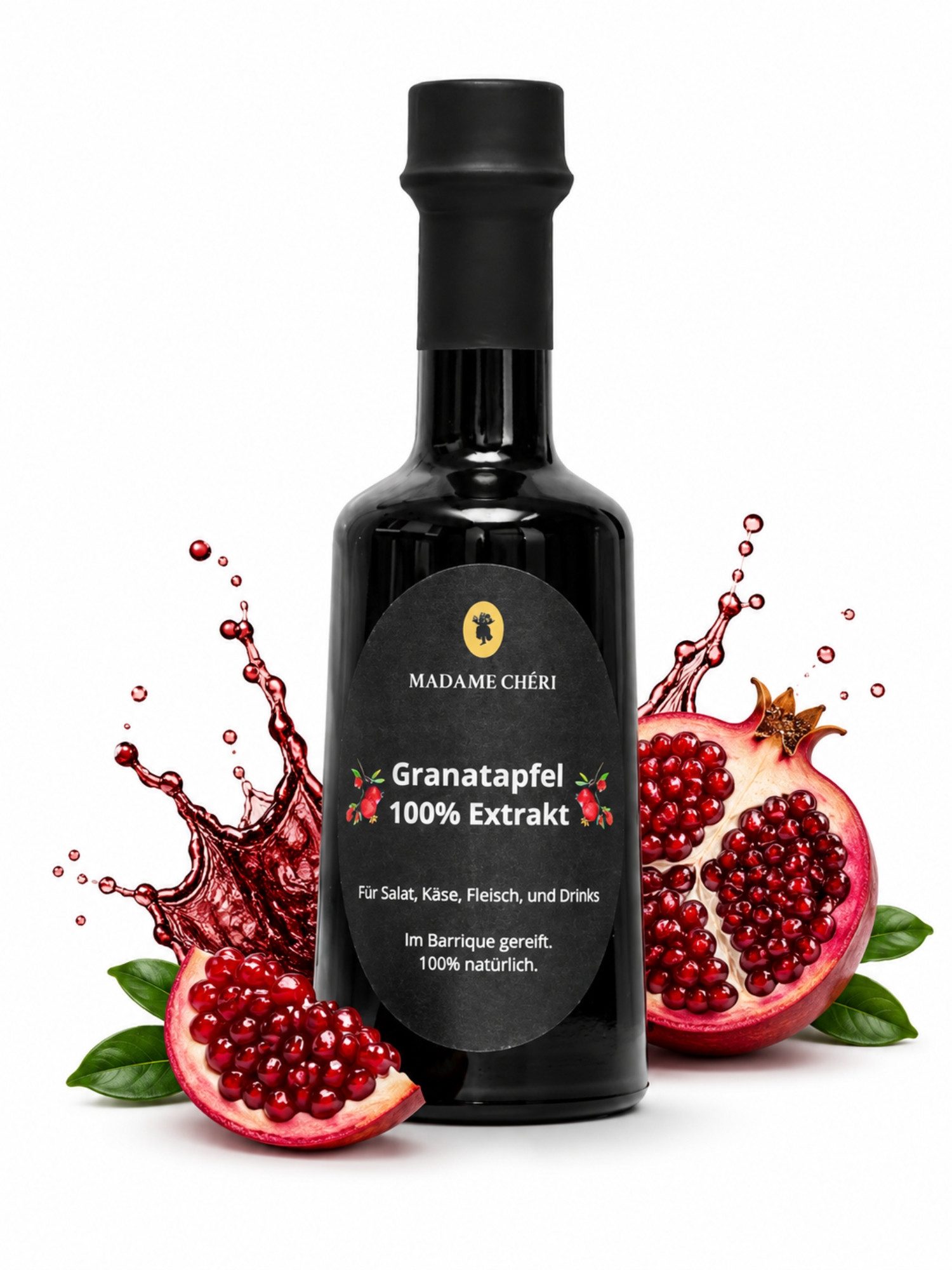 Madame Chéri Sirup Madame Chéri Granatapfelextrakt 100% Natur, 250 ml, 100% Granatapfel, im Barrique gereift, vegan unvergleichlich intensiv