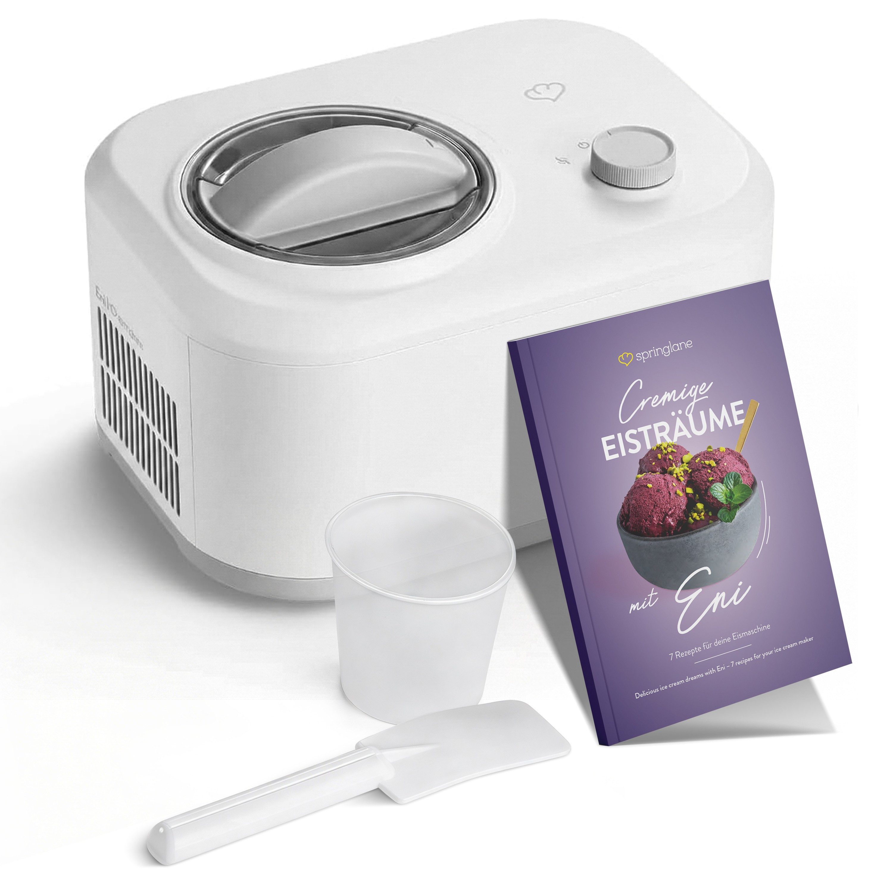Springlane Eismaschine mit Kompressor - Für Eiscreme, Sorbet & Frozen Yoghurt, 1,00 l, 100,00 W, 1L selbstkühlend - Nur 30 Min Zubereitungszeit, ohne Vorkühlen