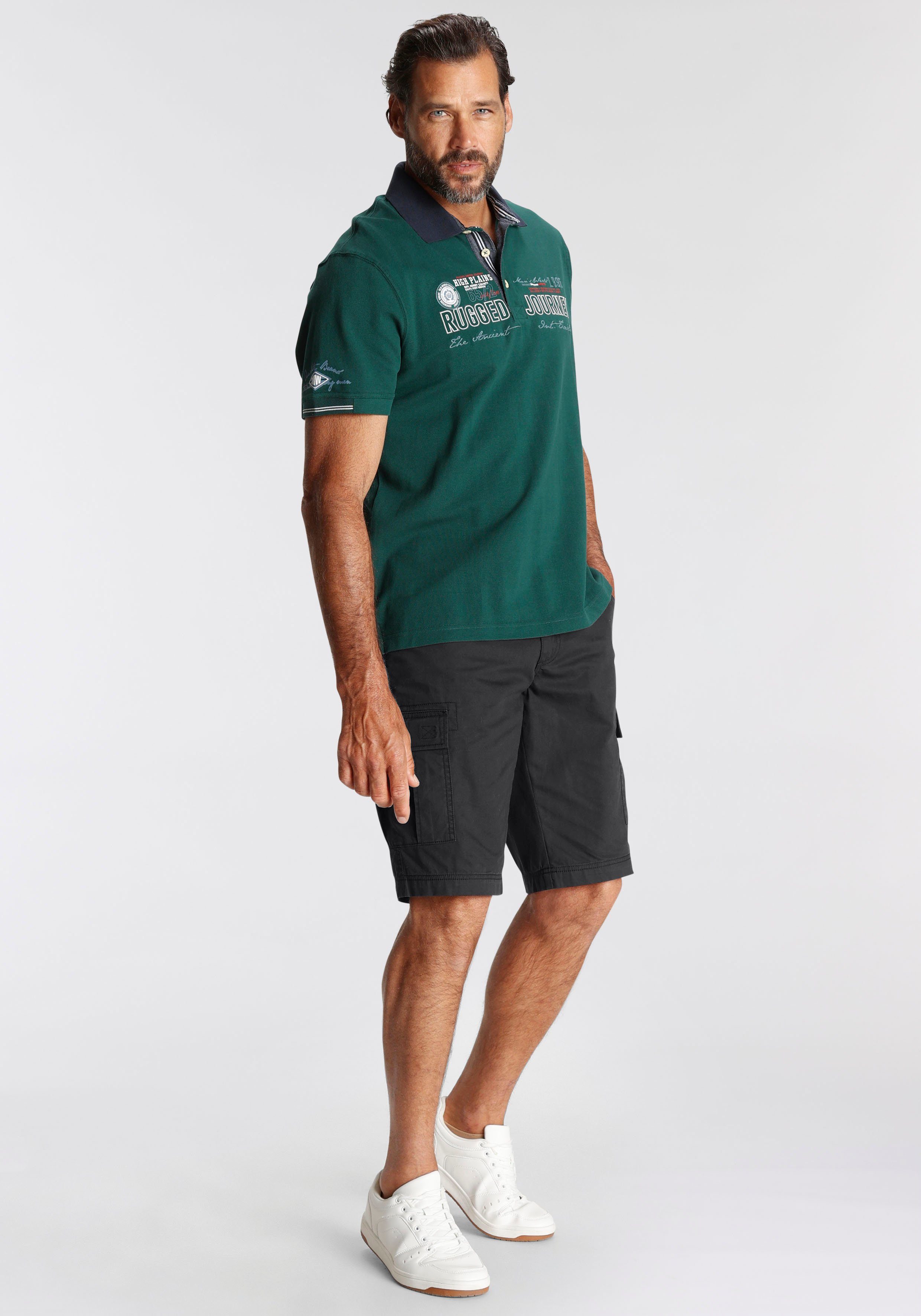 Man's World Poloshirt Kurzarm, mit Print, Stickerei und Badge, Polokragen