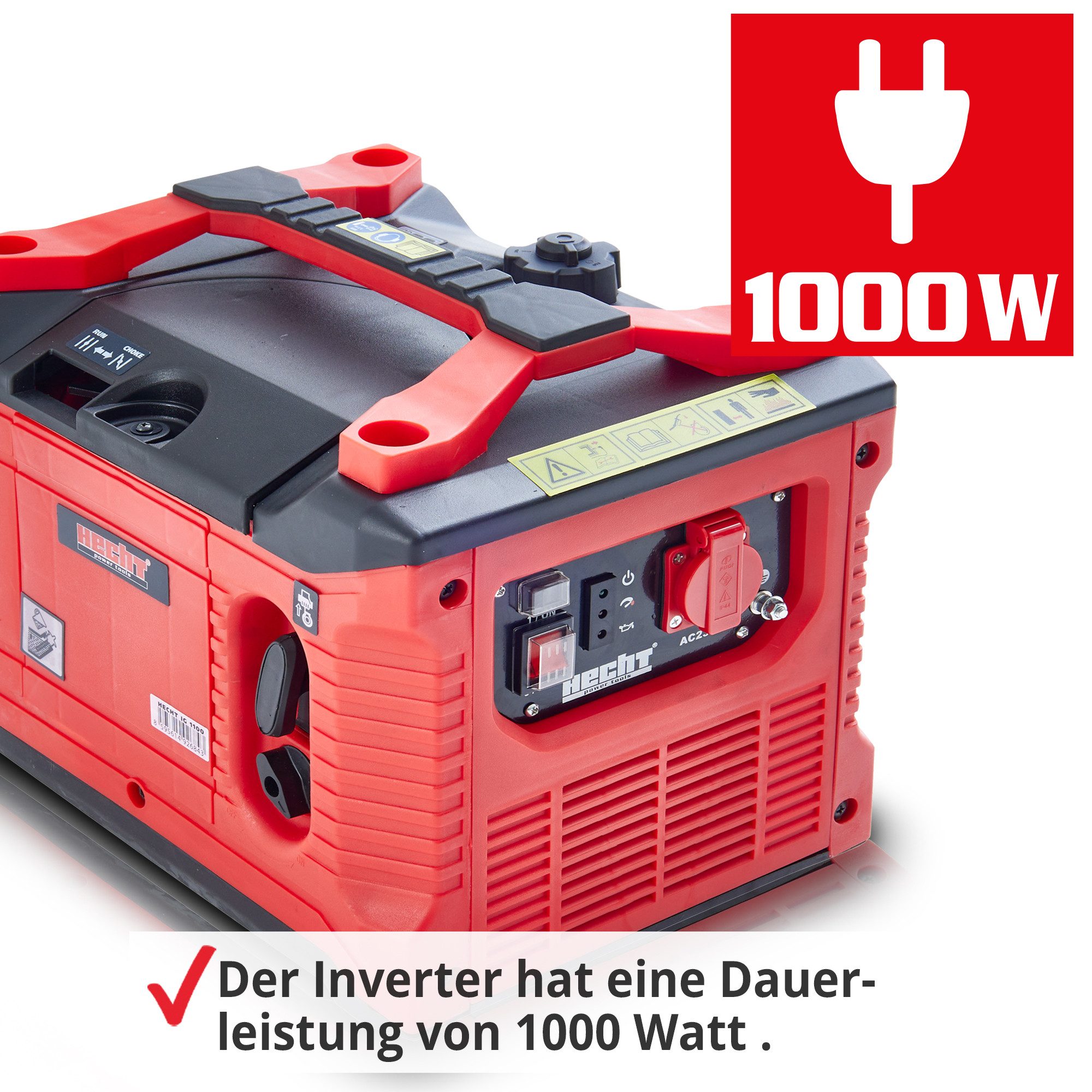 Hecht Inverter Petrol Generator IG 1100, 1.02 kW, 4.5 liters, 1000W, 53.3 cm³