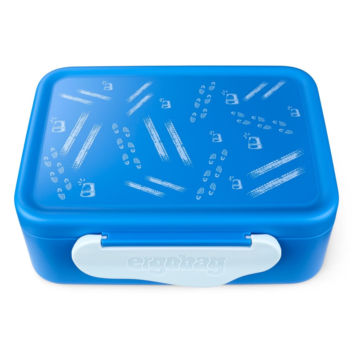 ergobag Trinkflasche Kunststoff Brotdose Blaulicht, Brotbox, Lunchbox, Pausenbox, Snackbox