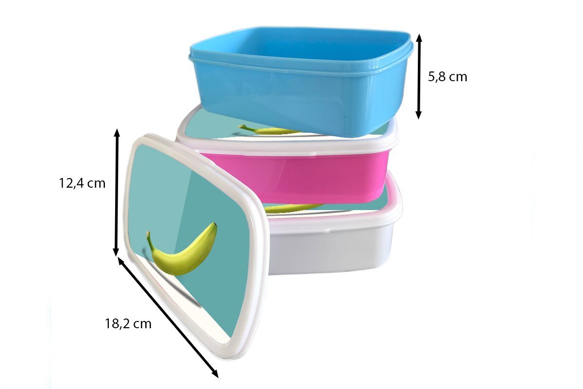 Obst, für - Brotbox und Gelb MuchoWow - und Jungs Kunststoff, Banane Kinder Brotdose, (2-tlg), für Mädchen Erwachsene, Lunchbox weiß