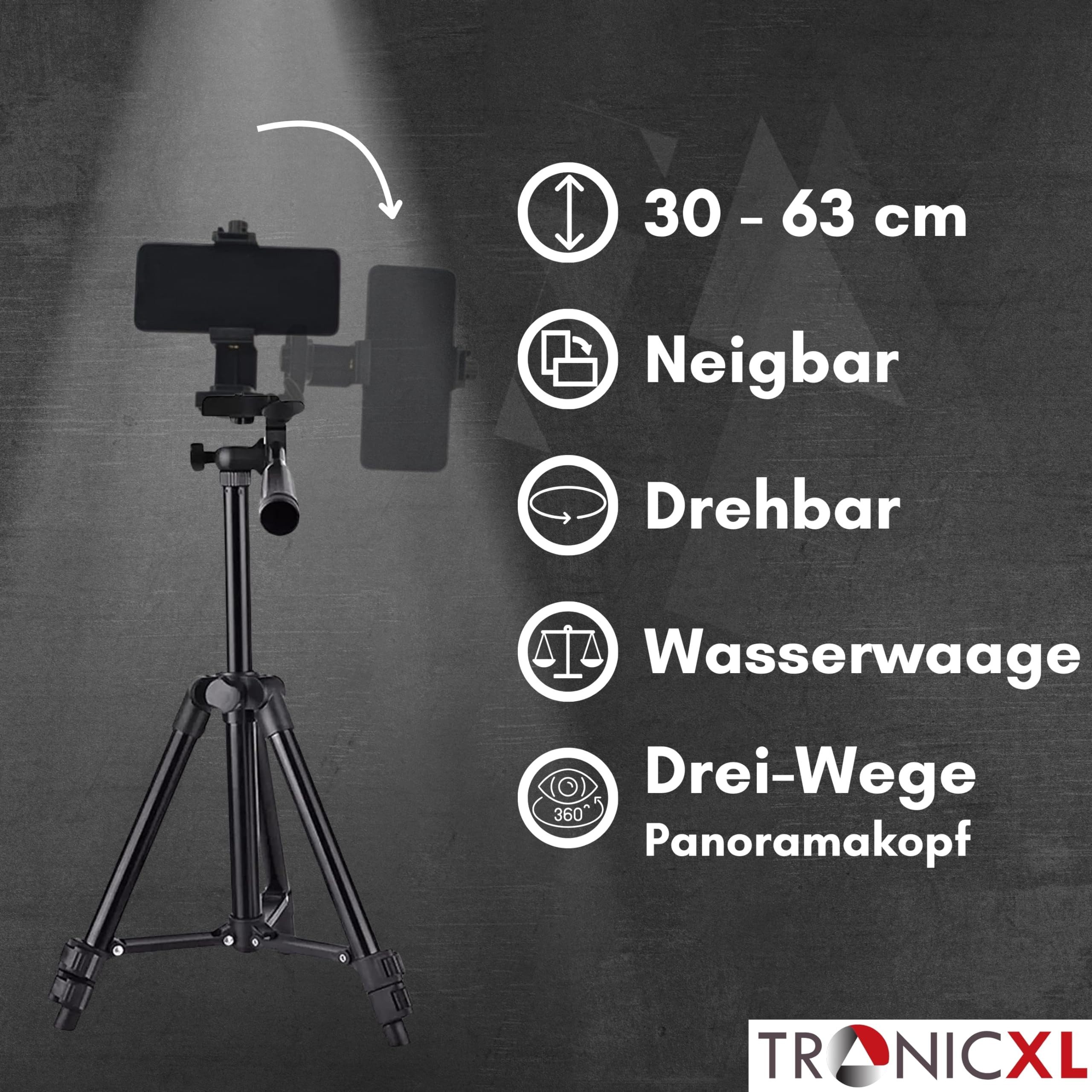 TronicXL Handy Stativ Smartphone Halterung Ständer für Apple iphone Samsung Tischstativ (Höhenverstellbar von 30-60cm)