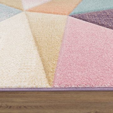 Teppich Kosy 310, Paco Home, rechteckig, Höhe: 15 mm, Kurzflor, modernes geometrisches Muster, in schönen Pastell-Farben