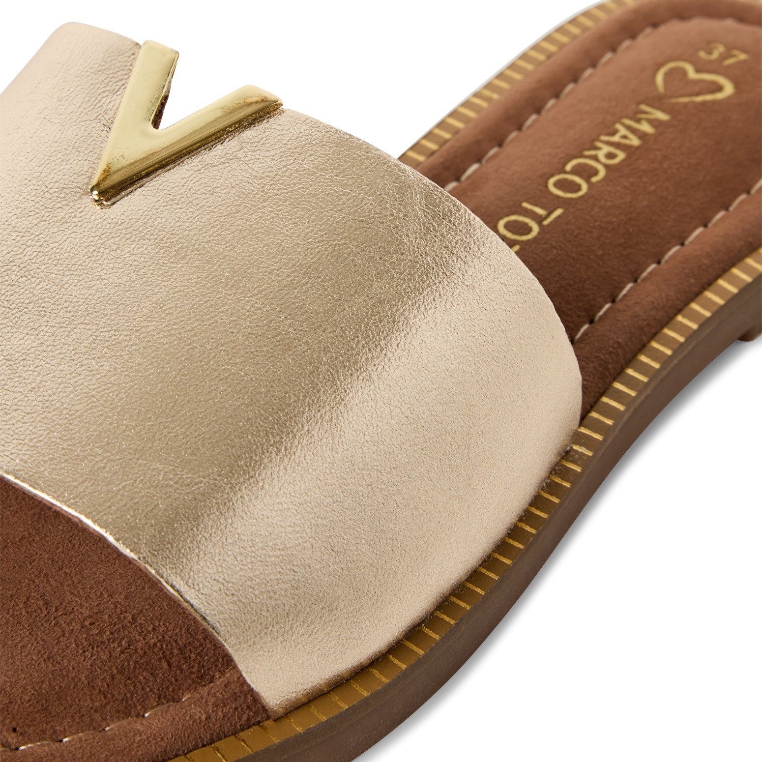 MARCO TOZZI Pantolette, Flats, Sommerschuh mit edlem Schmuckelement günstig online kaufen