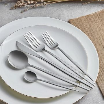 Özberk Besteck-Set Orion Shiny Platin, Edelstahl, Hochwertiges Edelstahlbesteck Set Platin 30 teilig