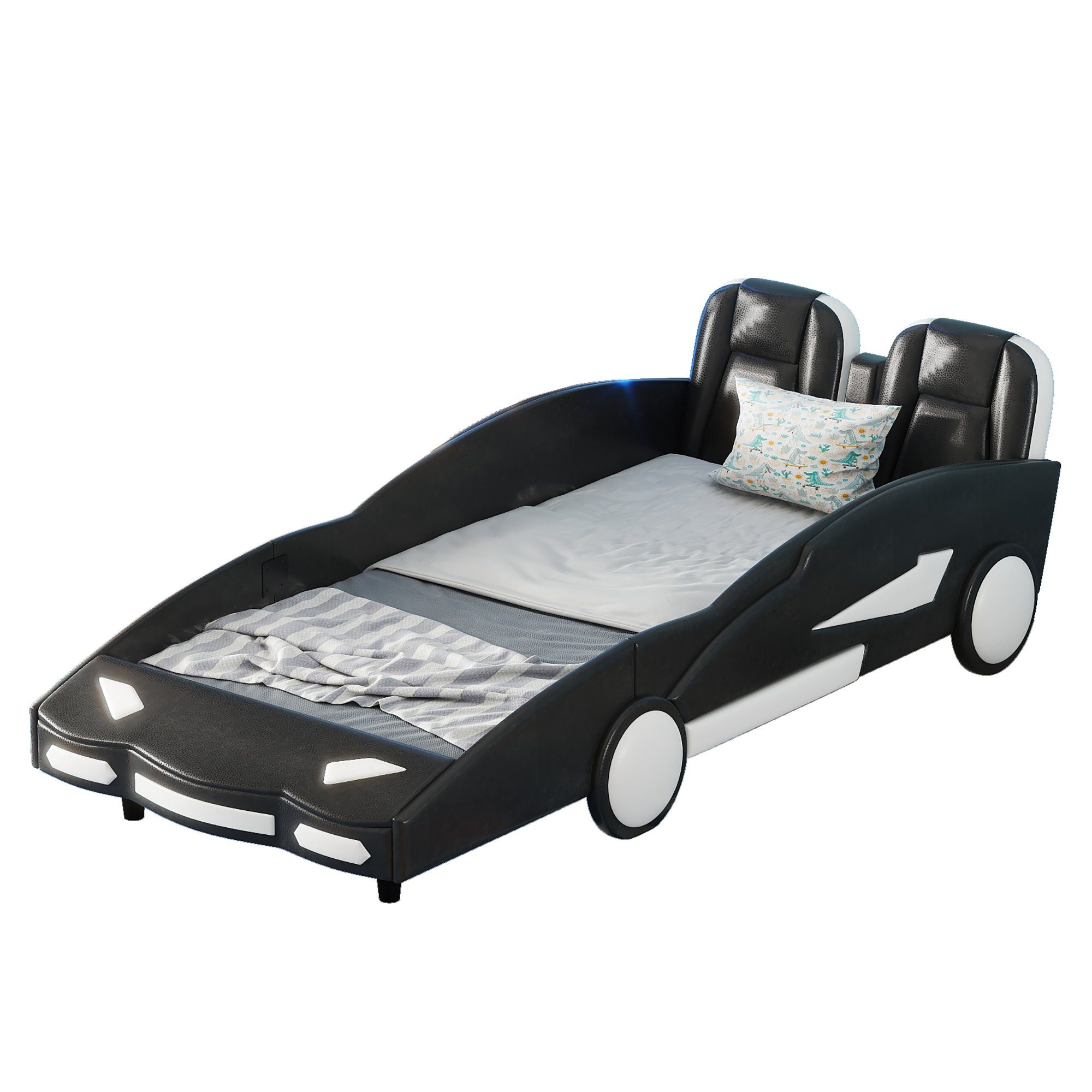 Einzelbett (90 schwarz cm), KInderbett Polsterbett 200 Matratze HAUSS x SPLOE Flachbetten Auto-Modellbett Kinderbett ohne